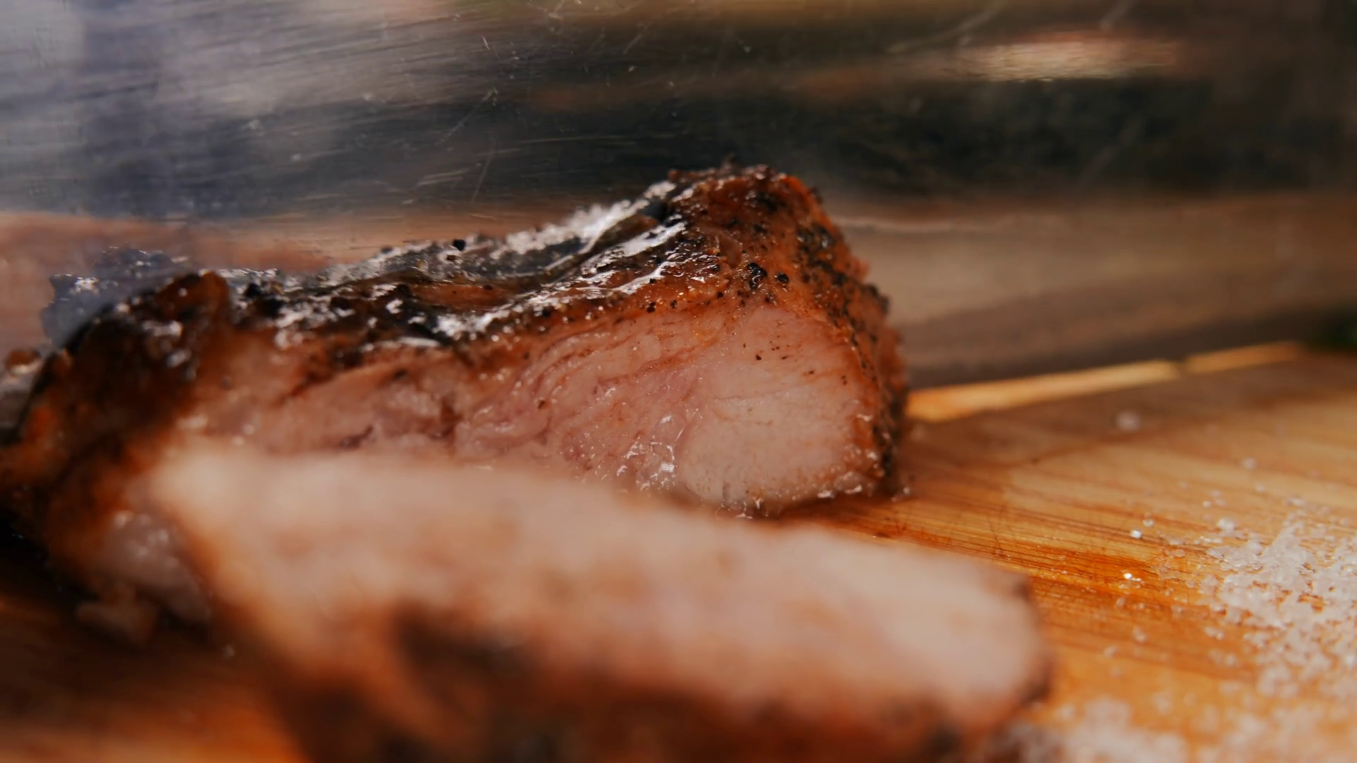 Close-up Slicing Delicious Juicy Steak On Stock Footage SBV-347741373 ...