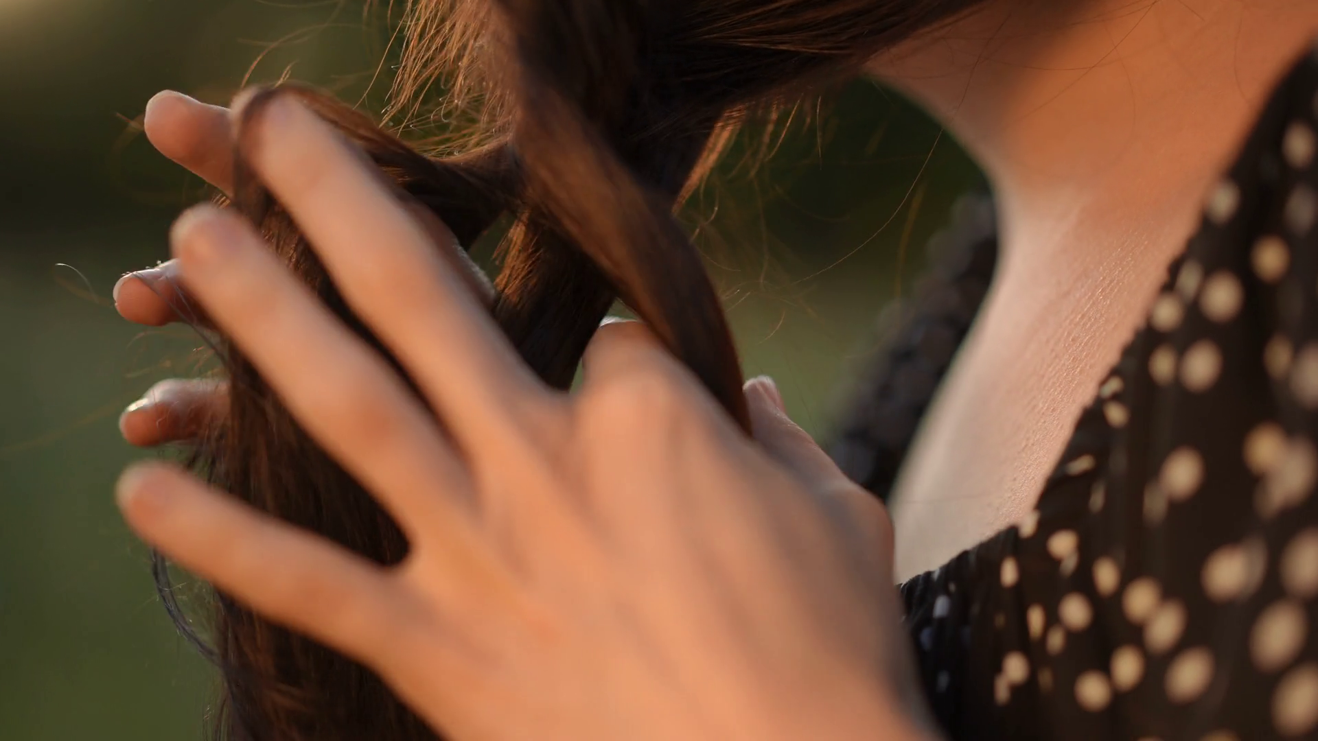 Slow Motion Close-up Brunette Woman Braids Stock Footage SBV-349019592 ...