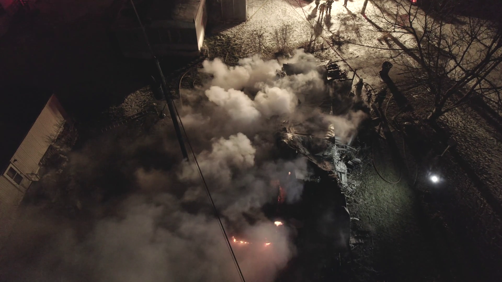 Drone View Of House On Fire At Night Stock Footage SBV-347790695 ...