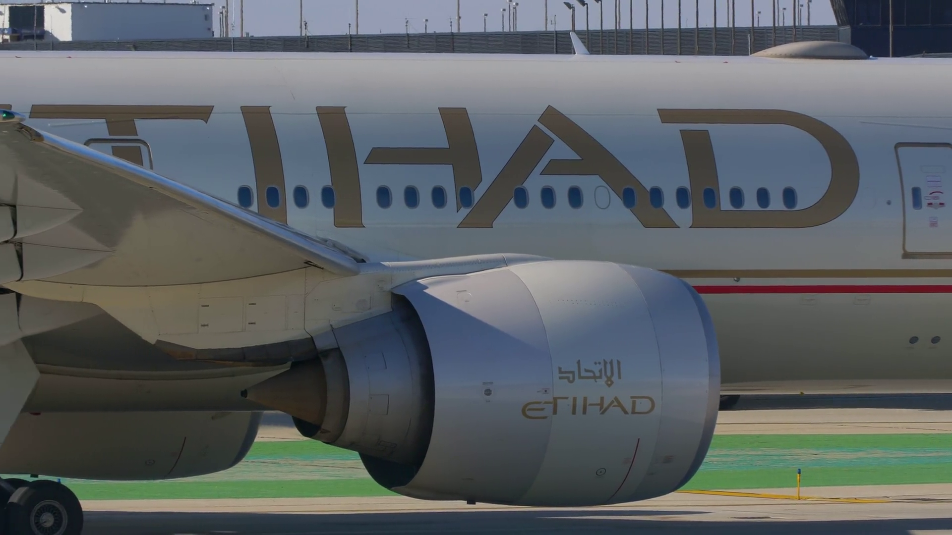 Etihad Airways Jet Panning Shot Busy Airport Stock Footage SBV ...