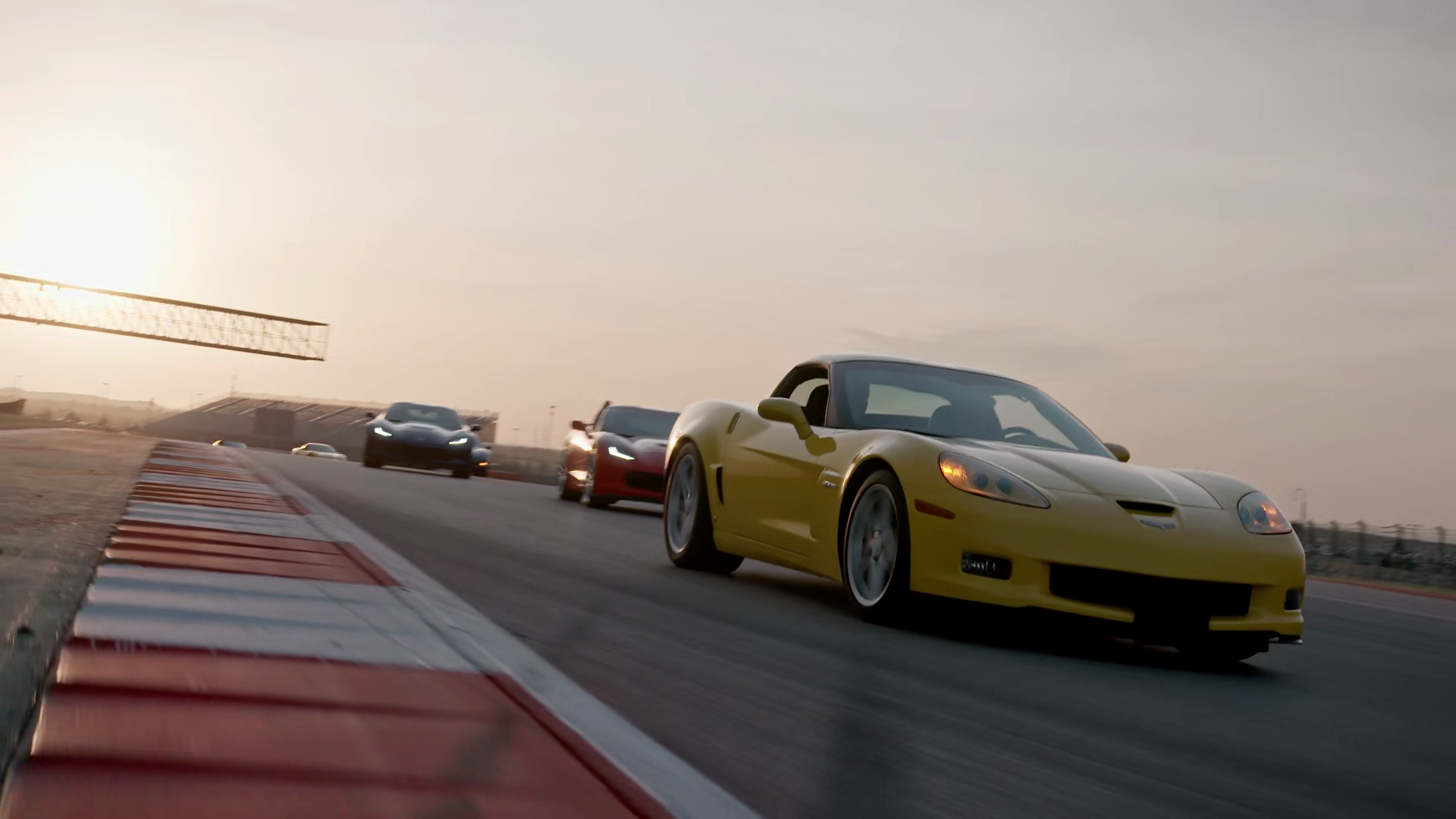 Low Angle Tracking Shot Corvettes On F1 Race Stock Footage SBV ...