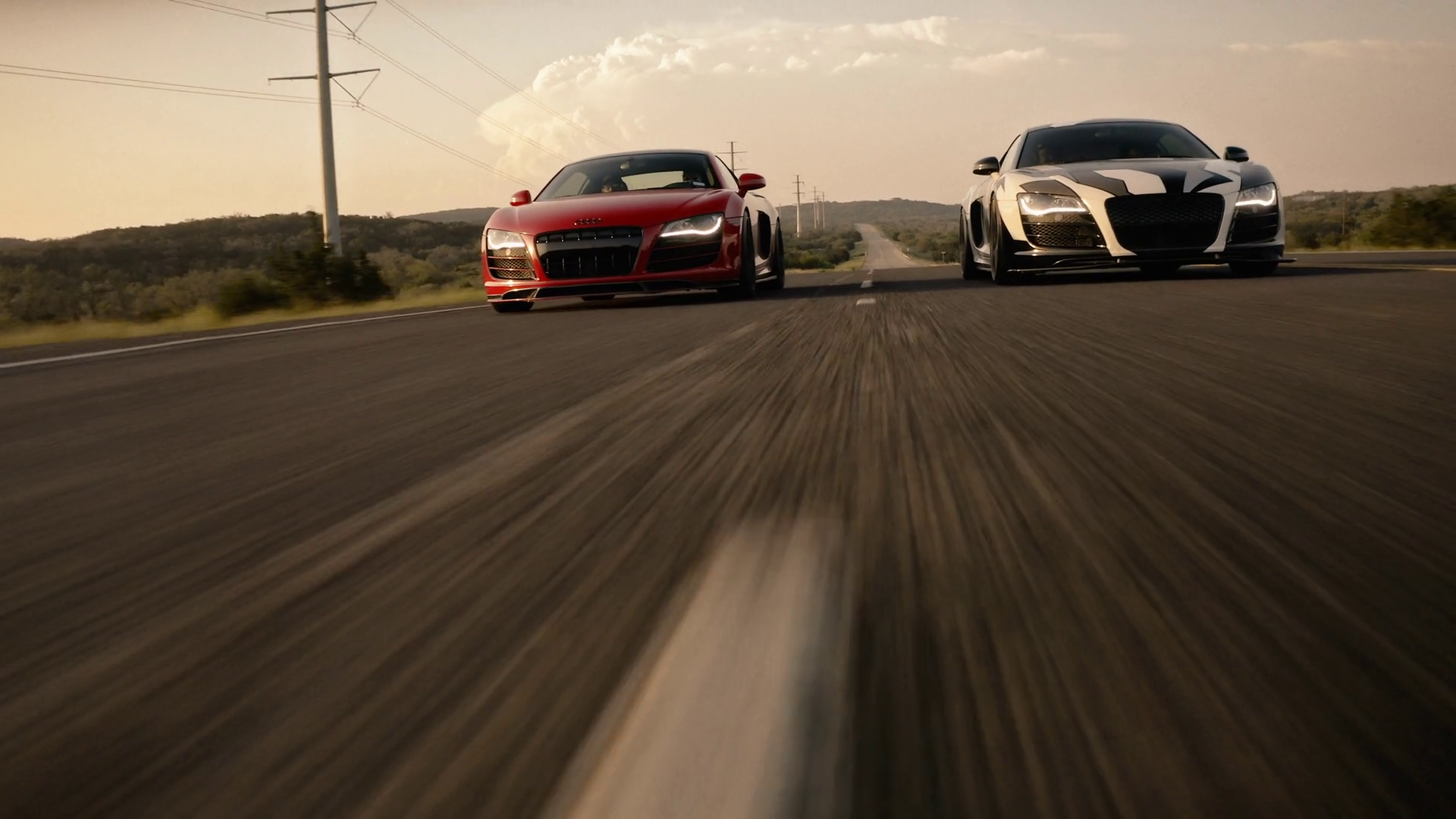 Pair Of Audi R8 Supercars Driving In Stock Footage SBV-352971650 ...
