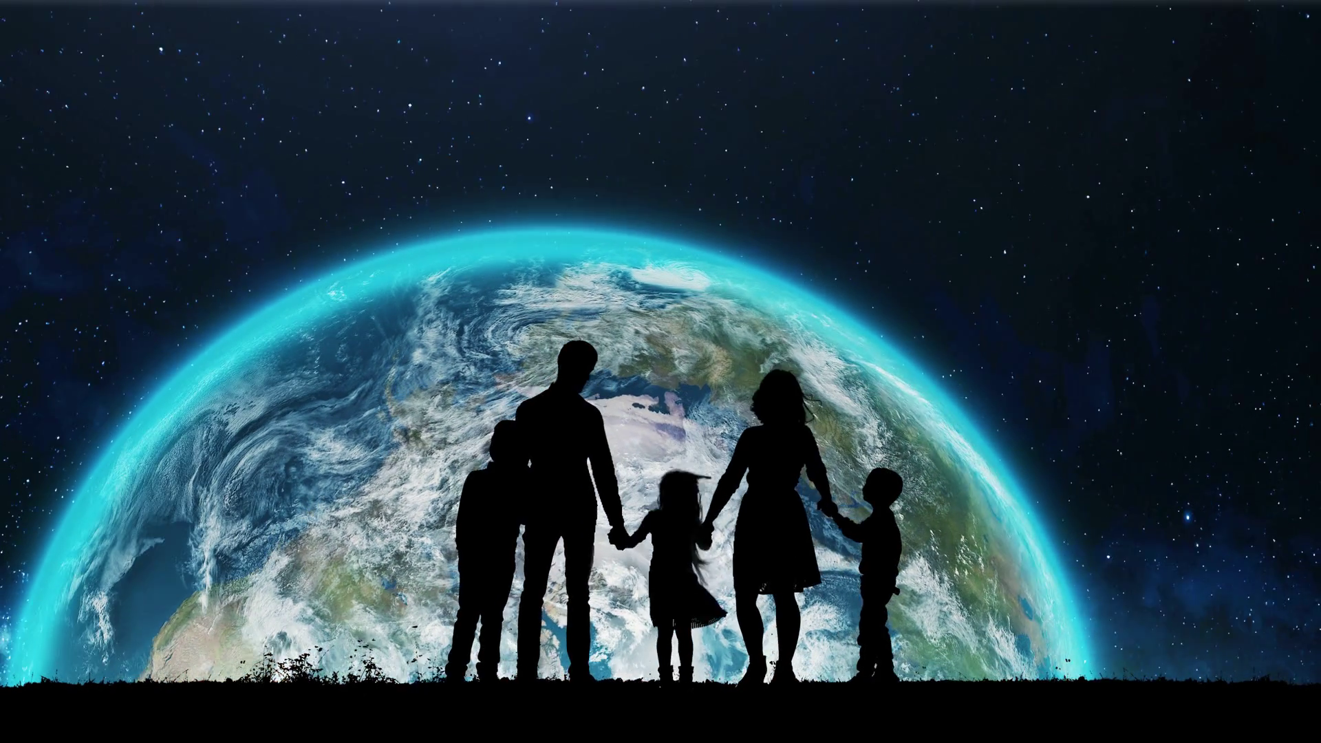 A Silhouette Of Lovely Family Standing On Stock Footage SBV-349374193 ...