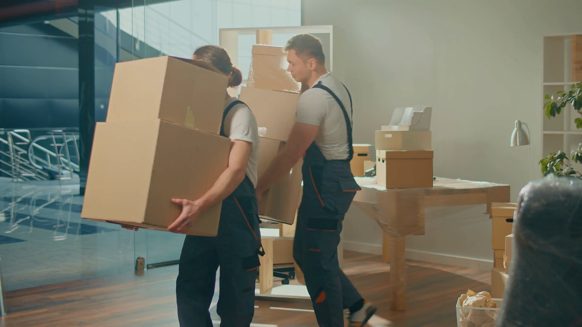 Workers Of Moving Company With Uniforms Stock Footage SBV-348825397 ...