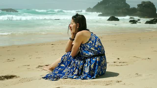 Crying Woman On The Beach Stock Footage: Royalty-Free Video Clips ...