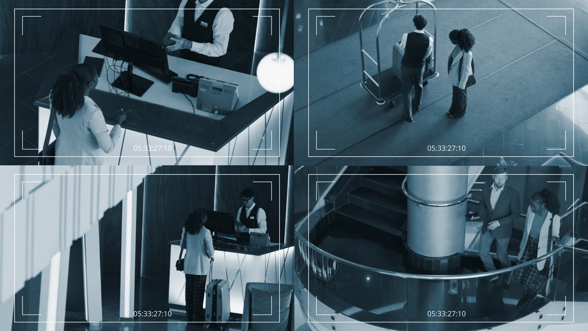 Multiple Split Screen Cctv Footage Of Stock Footage SBV-349019094 ...