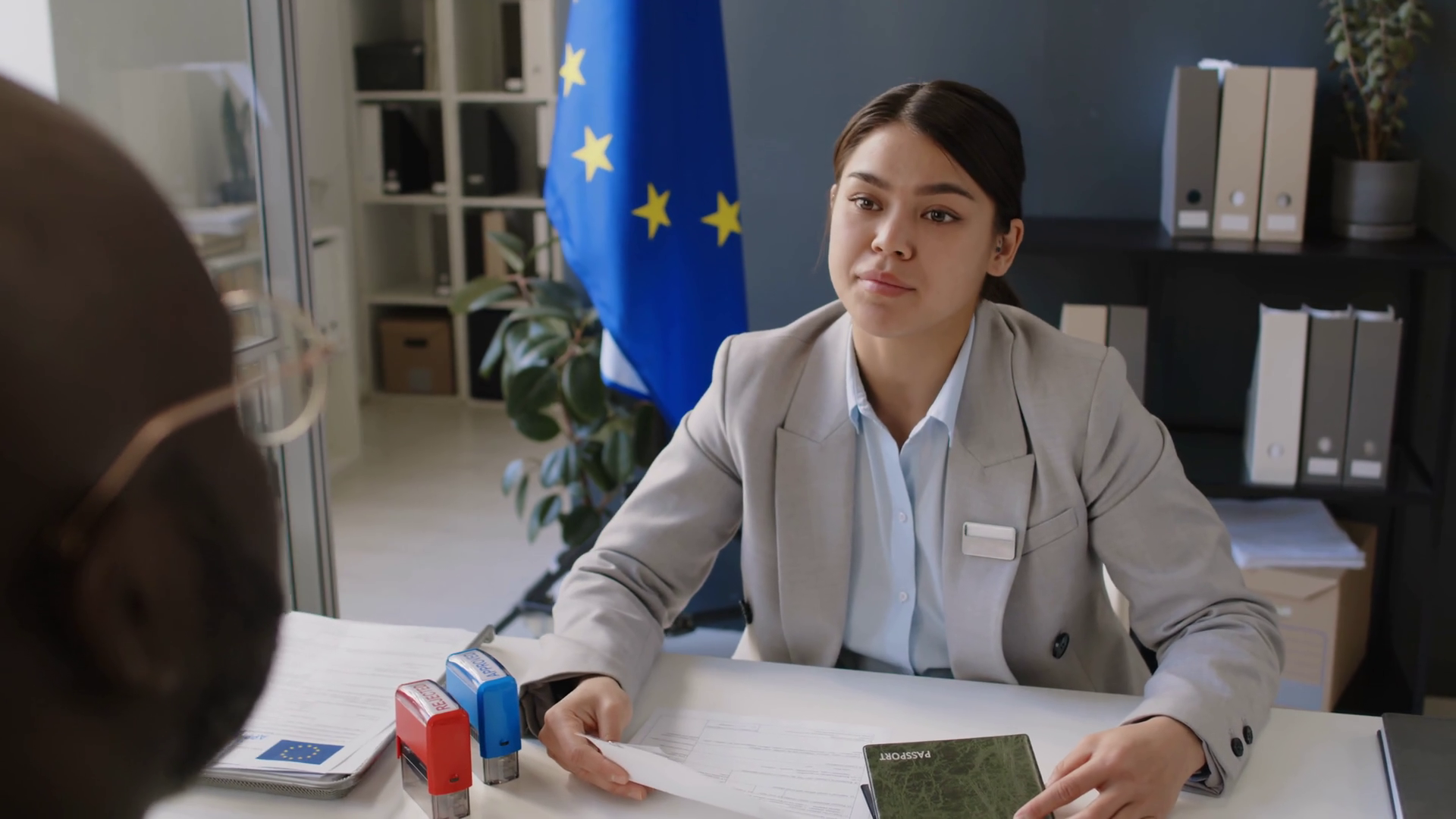 Tilt Shot Of Female Caucasian Consular Stock Footage SBV-349356814 ...