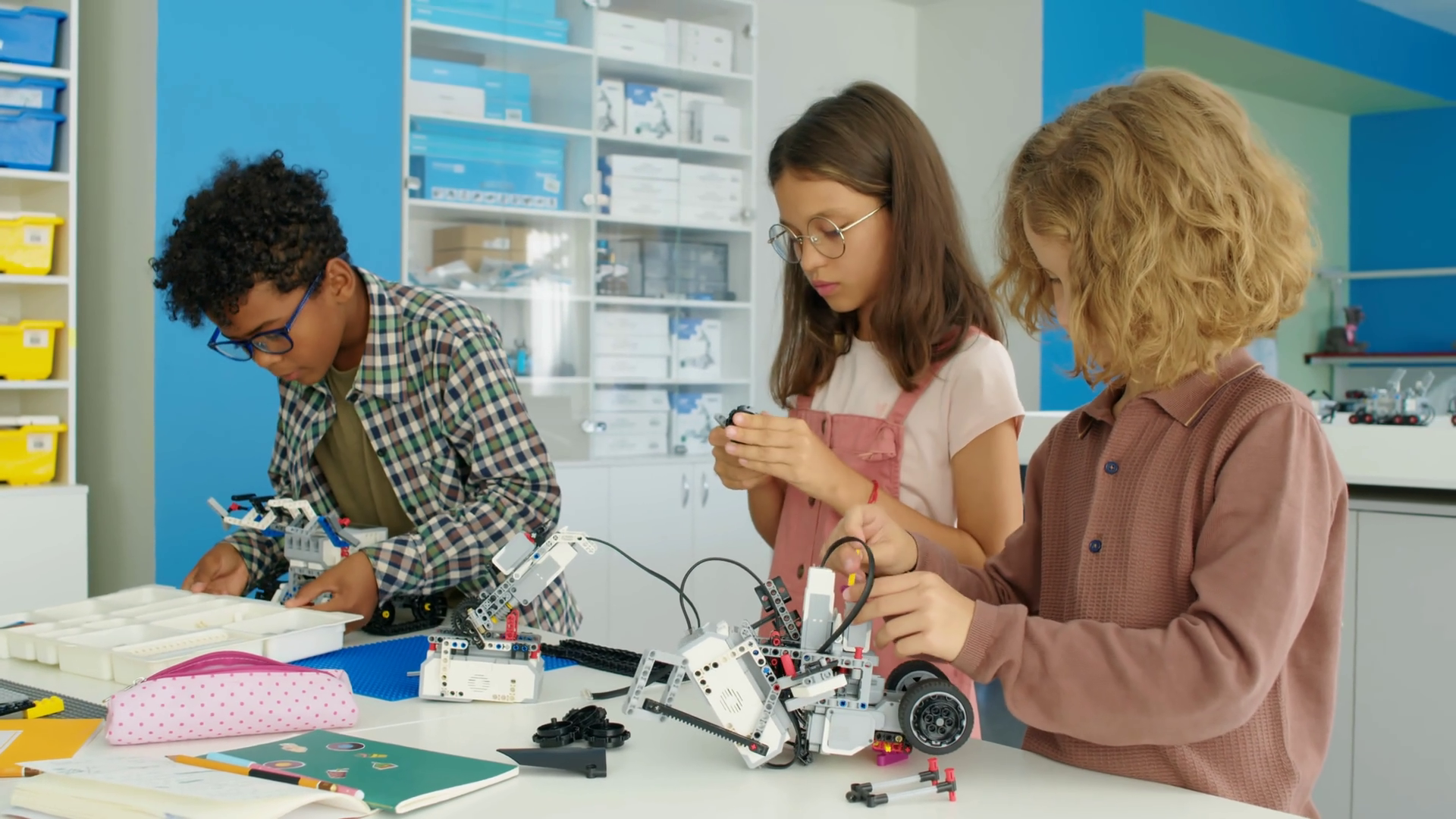 Children Building Robot Models At School Club Stock Footage SBV ...