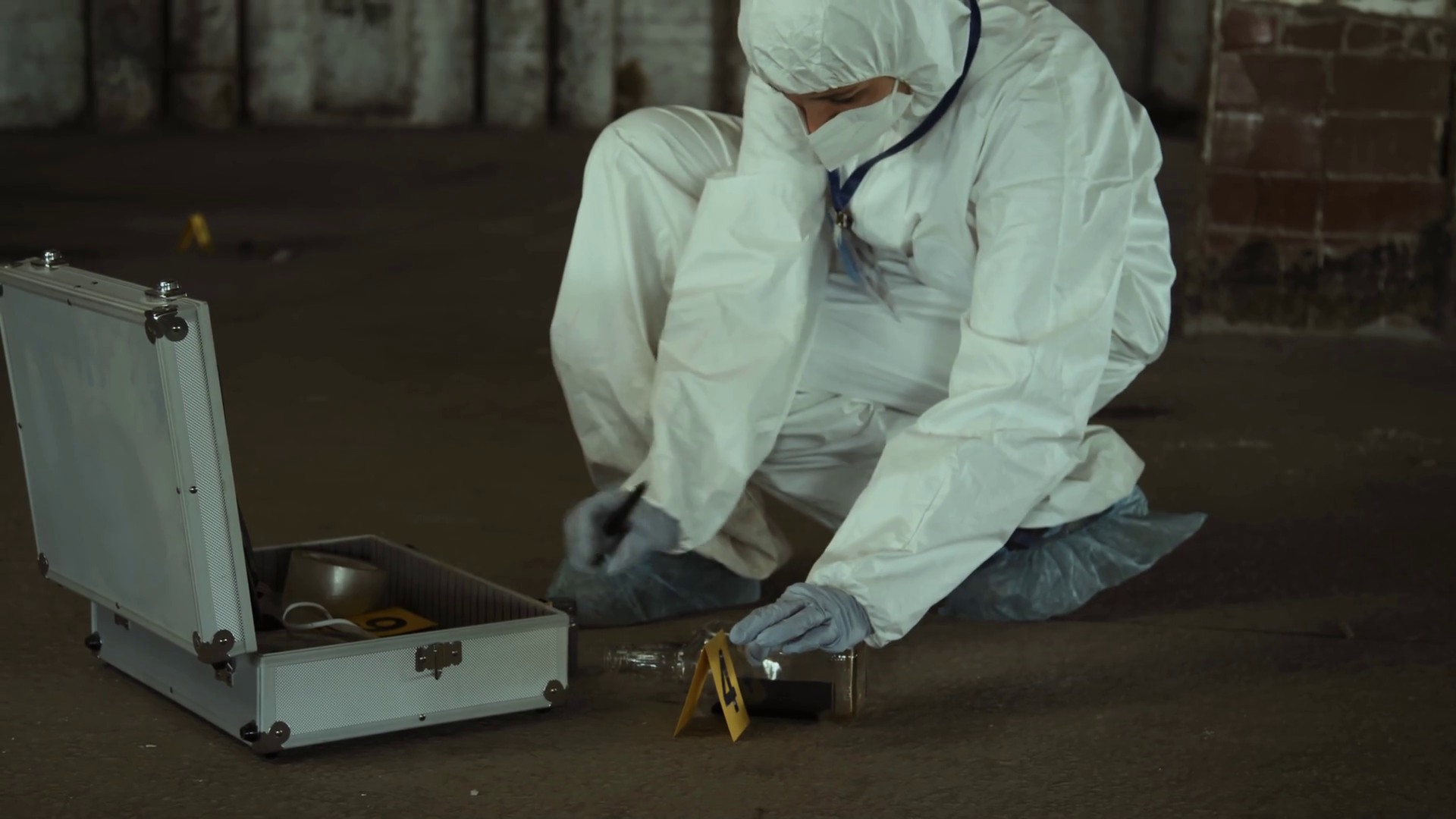 Full Shot Of Female Forensic Expert In White Stock Footage SBV ...