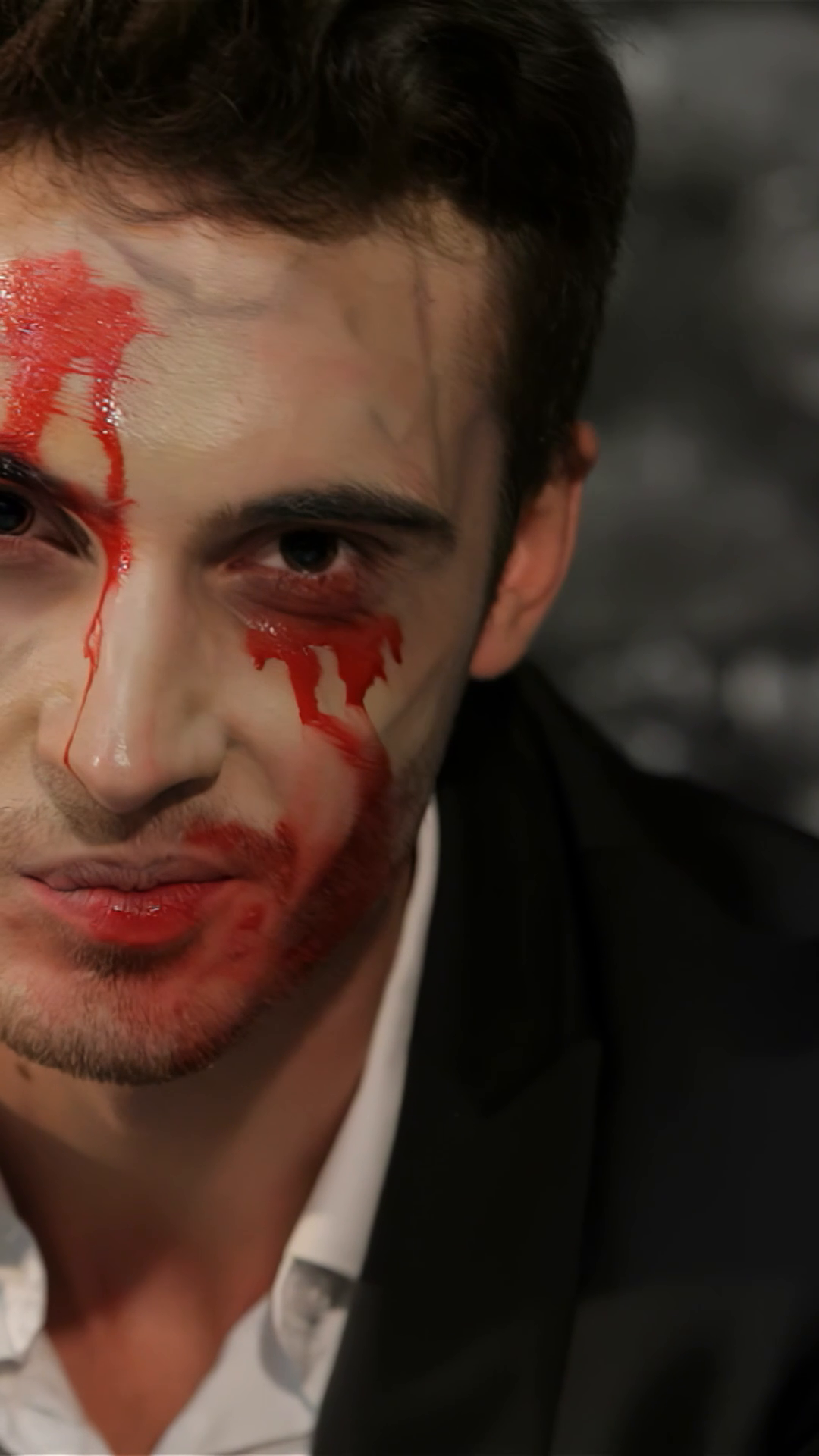 Haunting Vamp Man With Blood Streaks Gazes Stock Footage SBV-353069854 ...