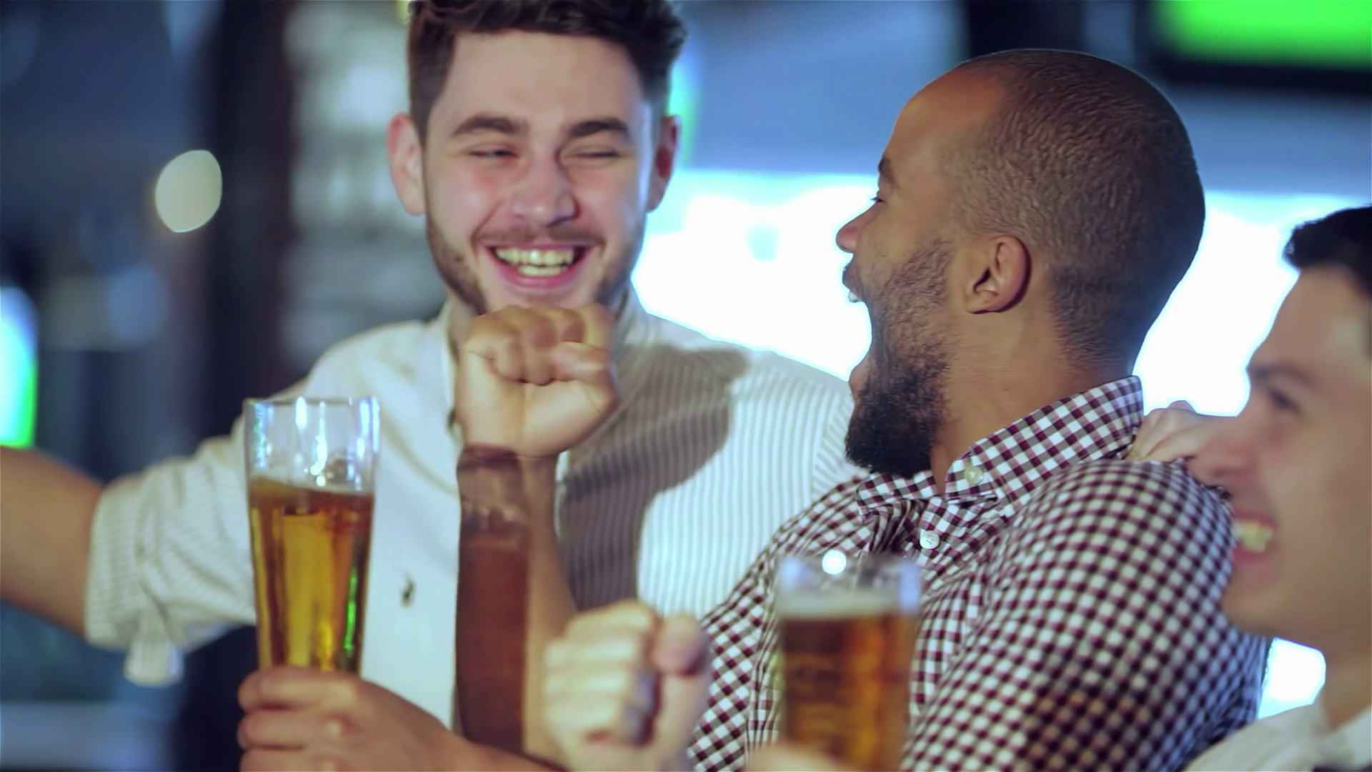 Excited Men Cheering Celebrating Watching Stock Footage SBV-352157673 ...