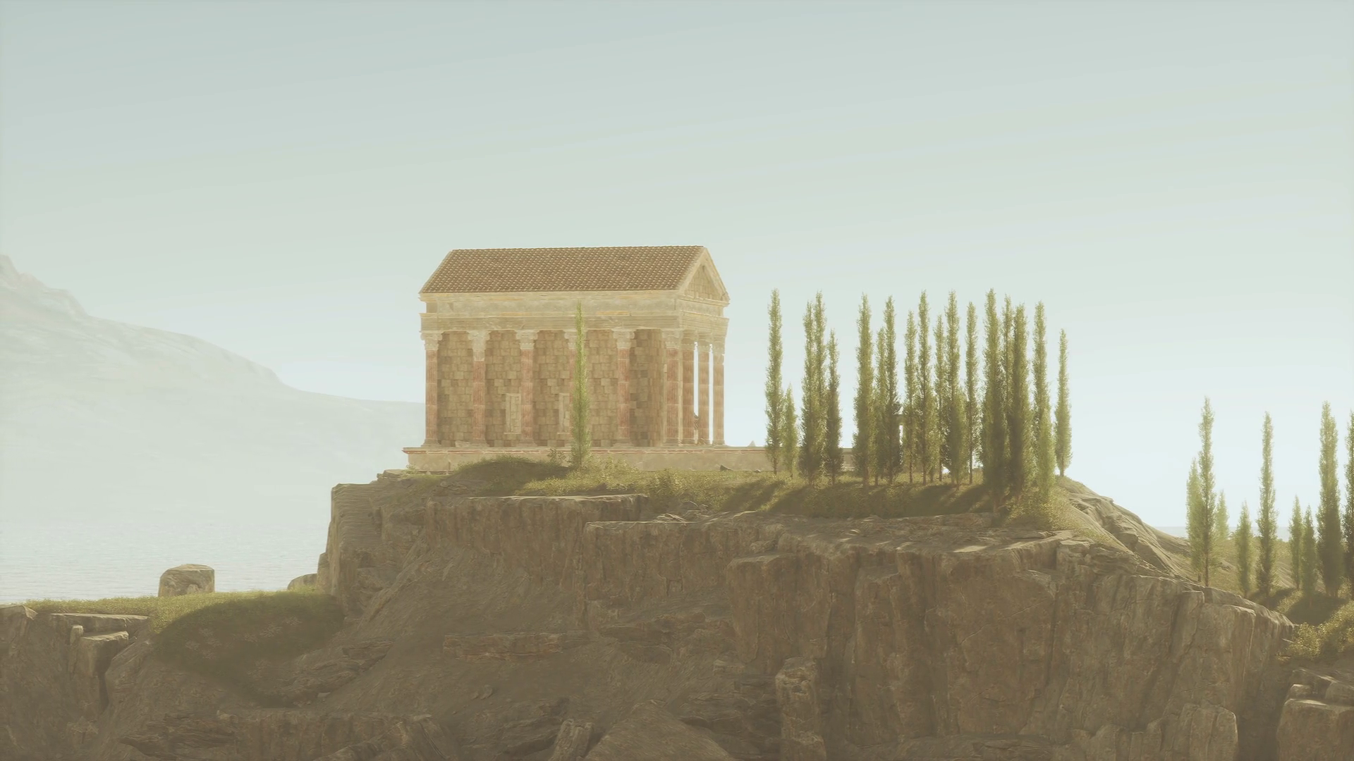 Ancient Roman Temple Ruins Atop Cliff In Stock Footage SBV-349371875 ...
