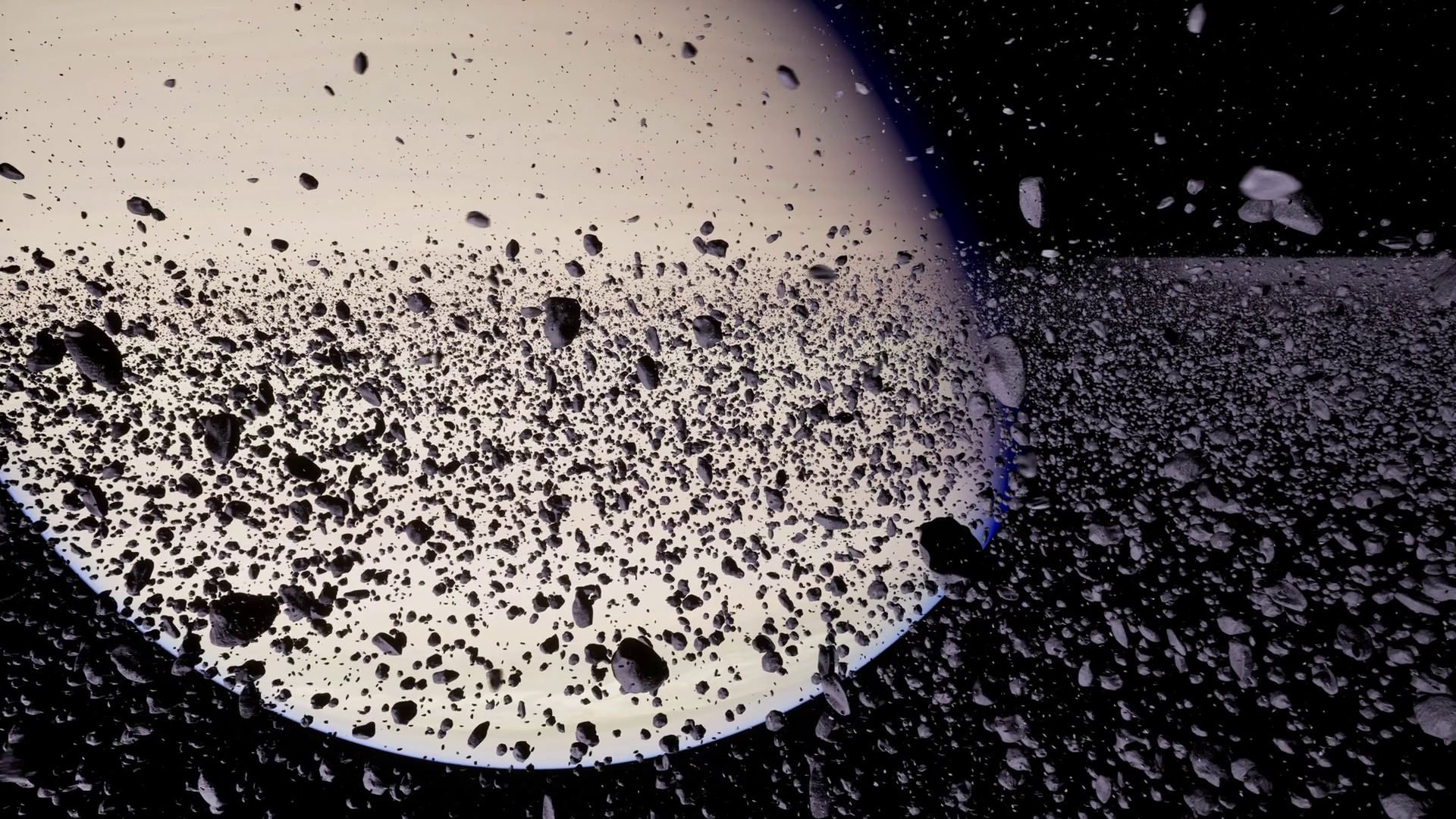 Majestic View Of Saturn Surrounded Ice Rock Stock Motion Graphics SBV ...