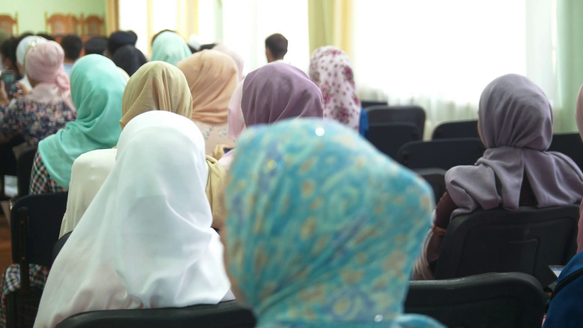Rear View Of Muslim Women In Hijab At Mass Stock Footage SBV-325276213 ...