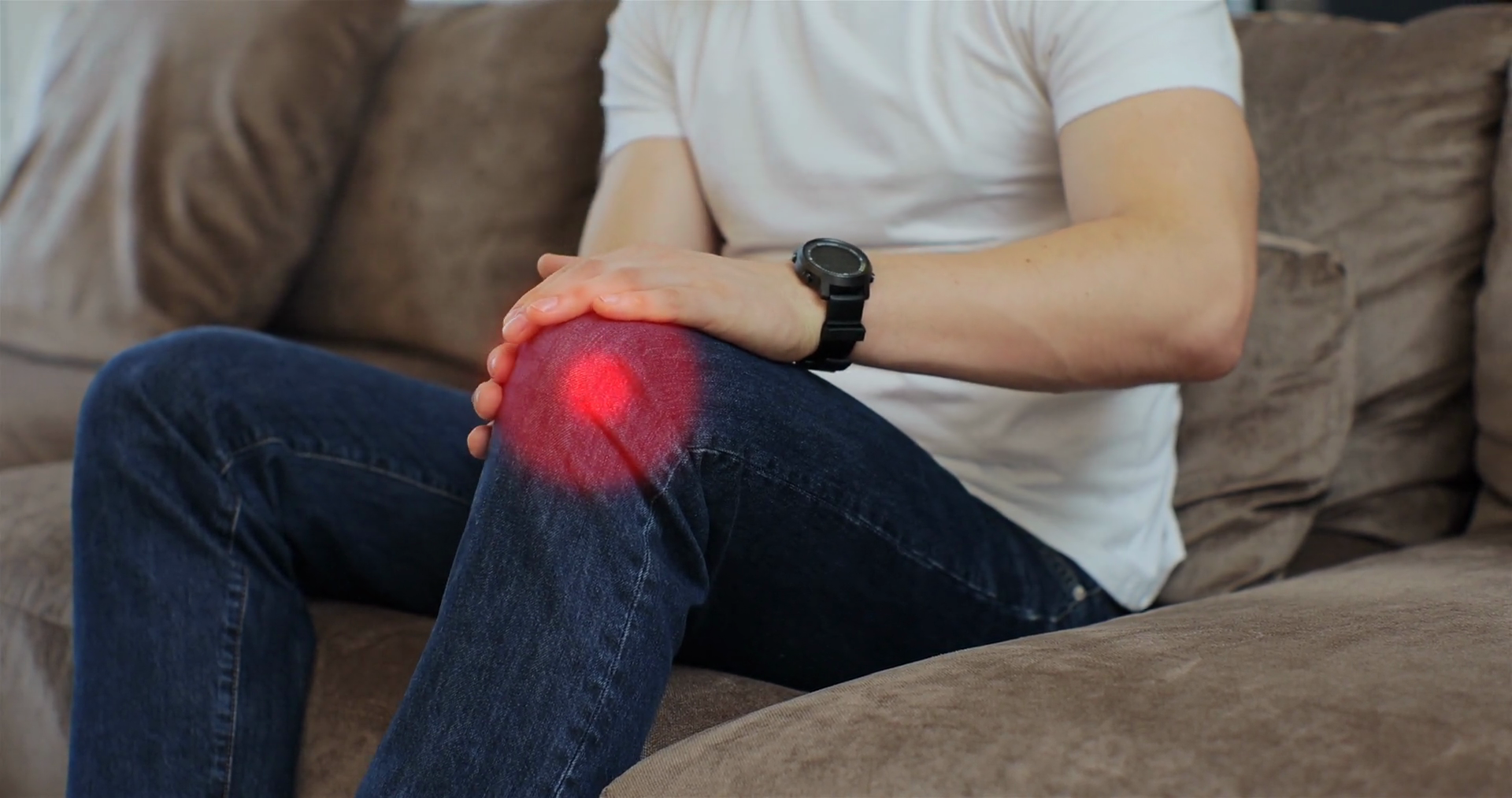 Close Up Of Man Knee With Red Pulsating Sore Stock Footage SBV ...