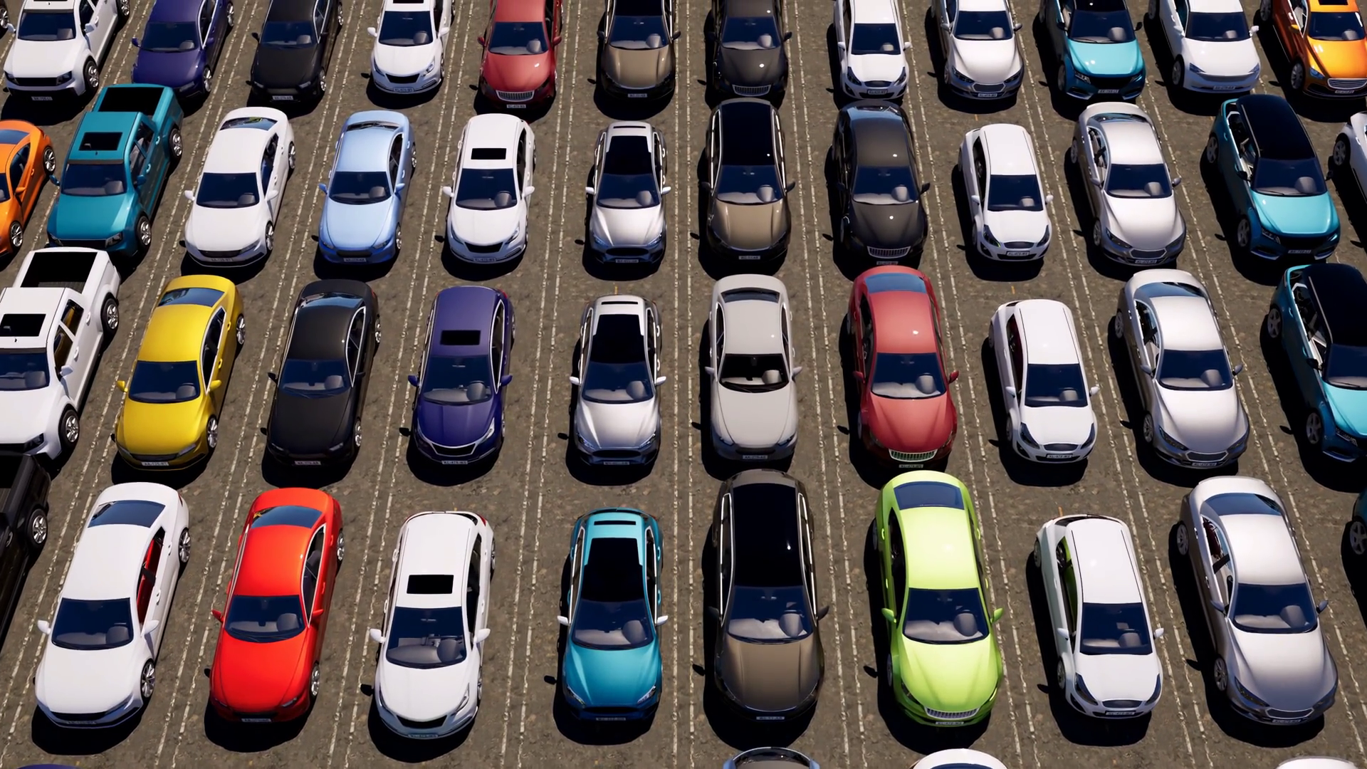 An Aerial View Over Vast Parking Lot Filled Stock Footage SBV-349244318 ...