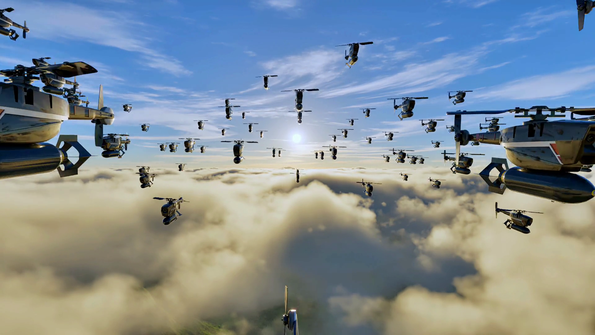 A Massive Drone Swarm Carrying Lethal Stock Footage SBV-351661775 ...