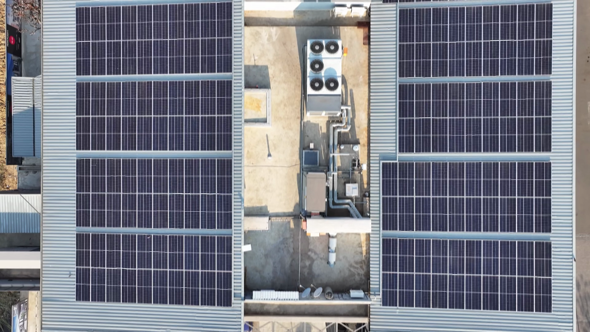 Aerial View Of Solar Panels Air Conditioning Stock Footage SBV ...