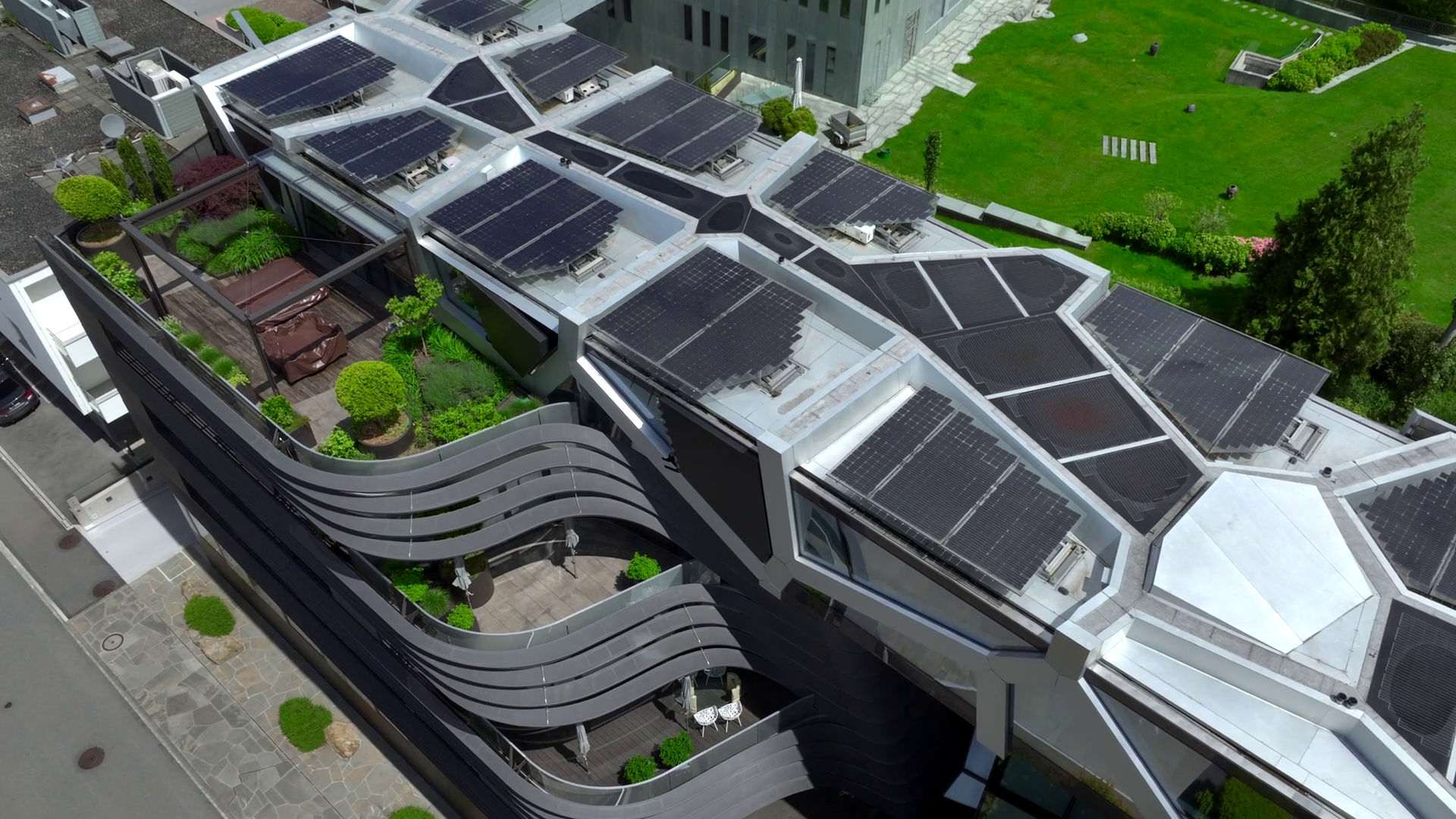 Modern Design Building With Solar Panel On Stock Footage SBV-349081183 ...