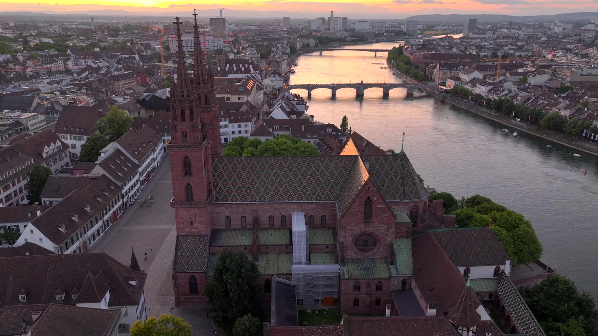 Basel City In Switzerland On Summer Morning Stock Footage SBV-352561624 ...