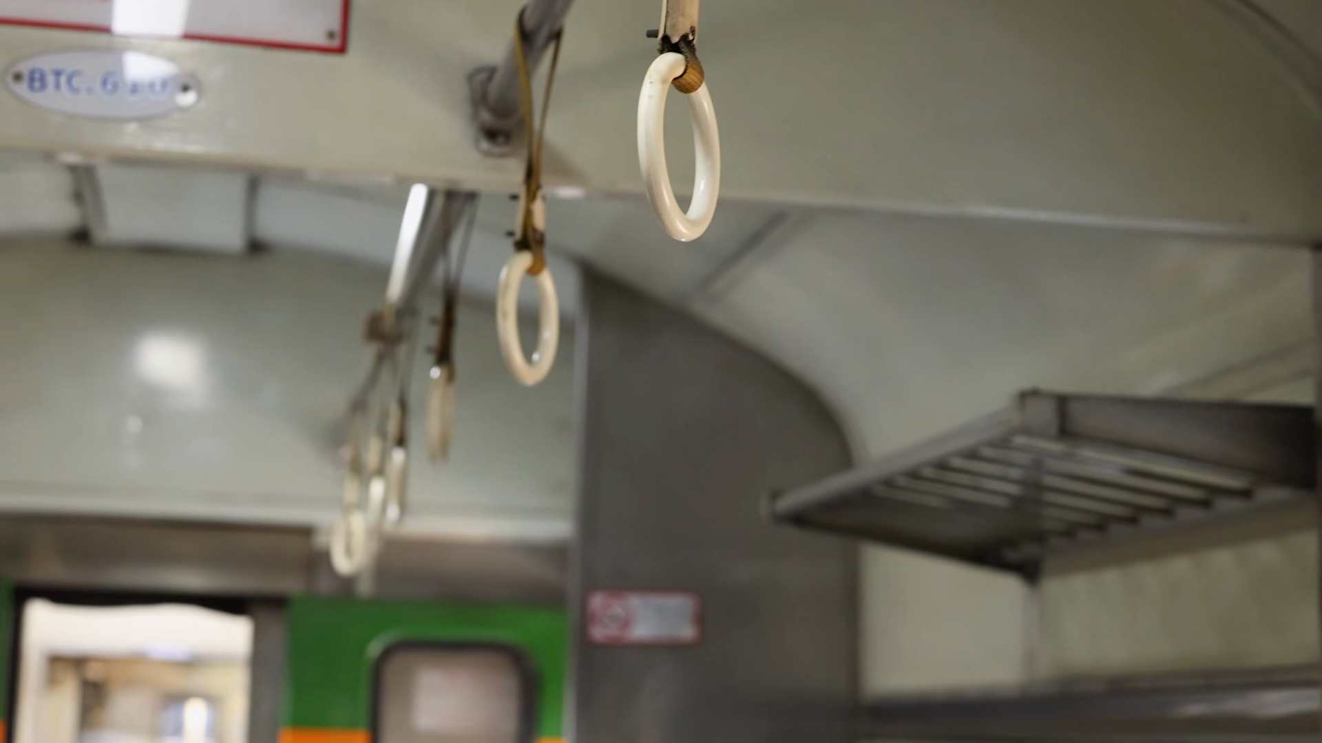 Hanging Grab Handles Inside Moving Commuter Stock Footage SBV-353897814 ...