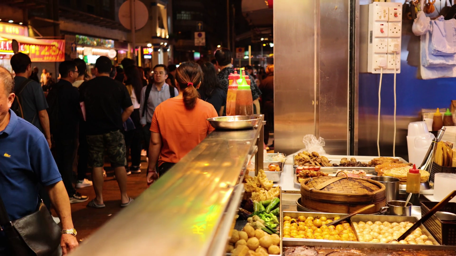 Bustling Hong Kong Street Food Market Stock Footage SBV-352798013 ...