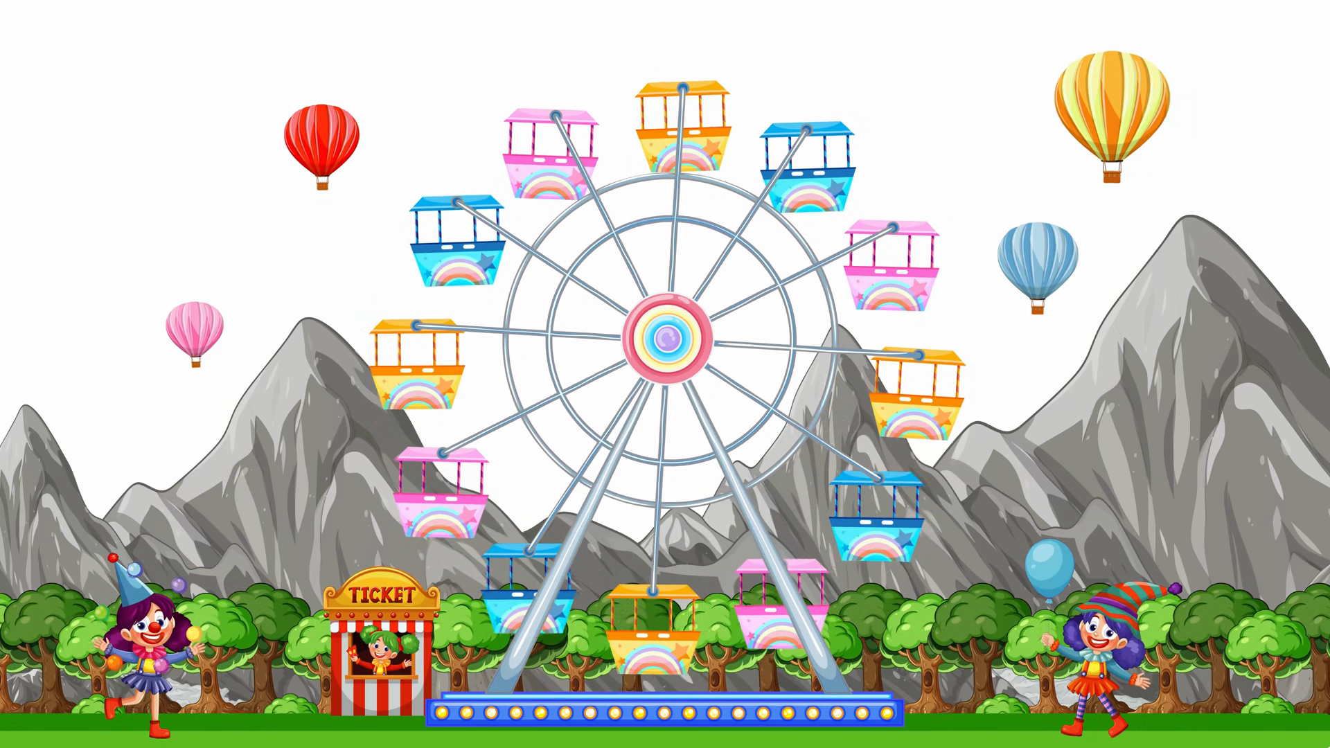 Animated Carnival Scene With Rotating Ferris Stock Footage SBV ...