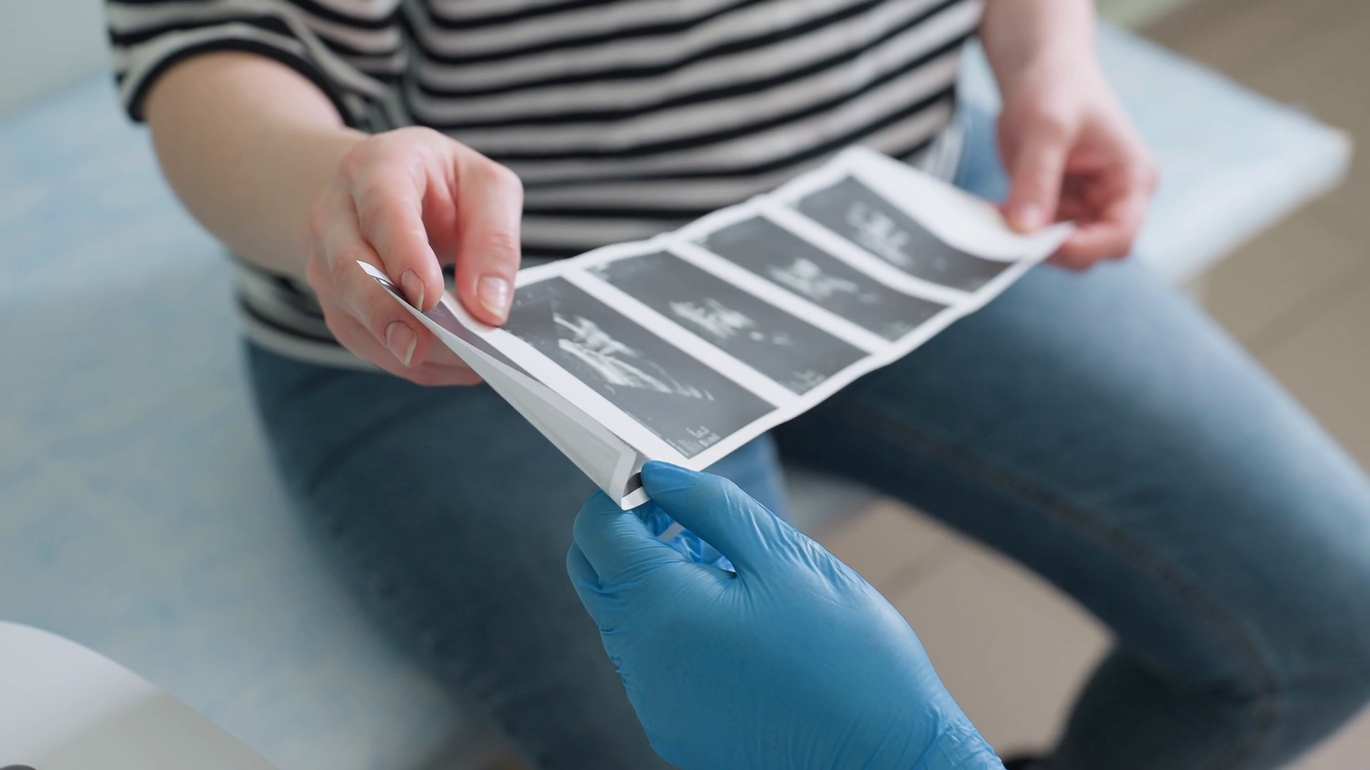Patient Holds Scan Printout Female Doctor Stock Footage SBV-351966619 ...