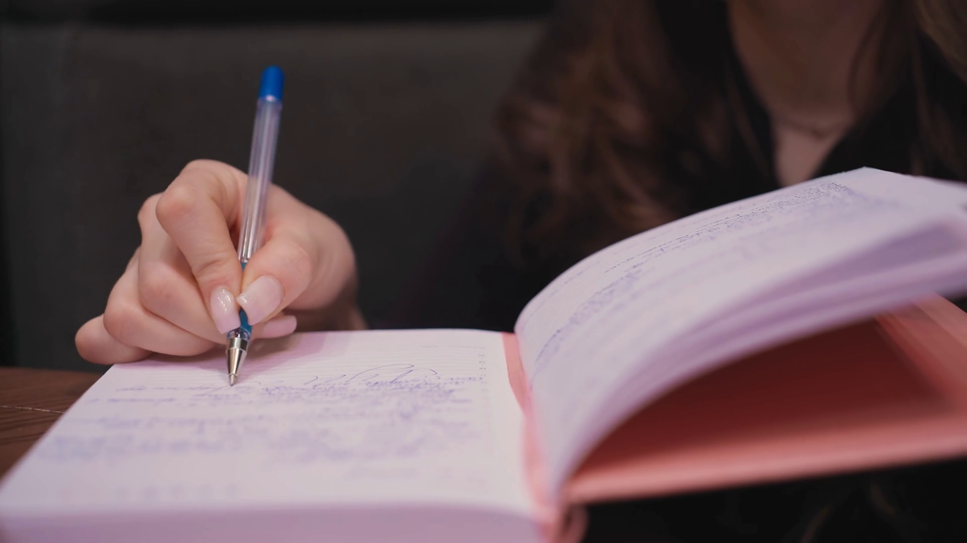 Close Up Of Female Hand Holding Blue Pen Stock Footage SBV-352261158 ...