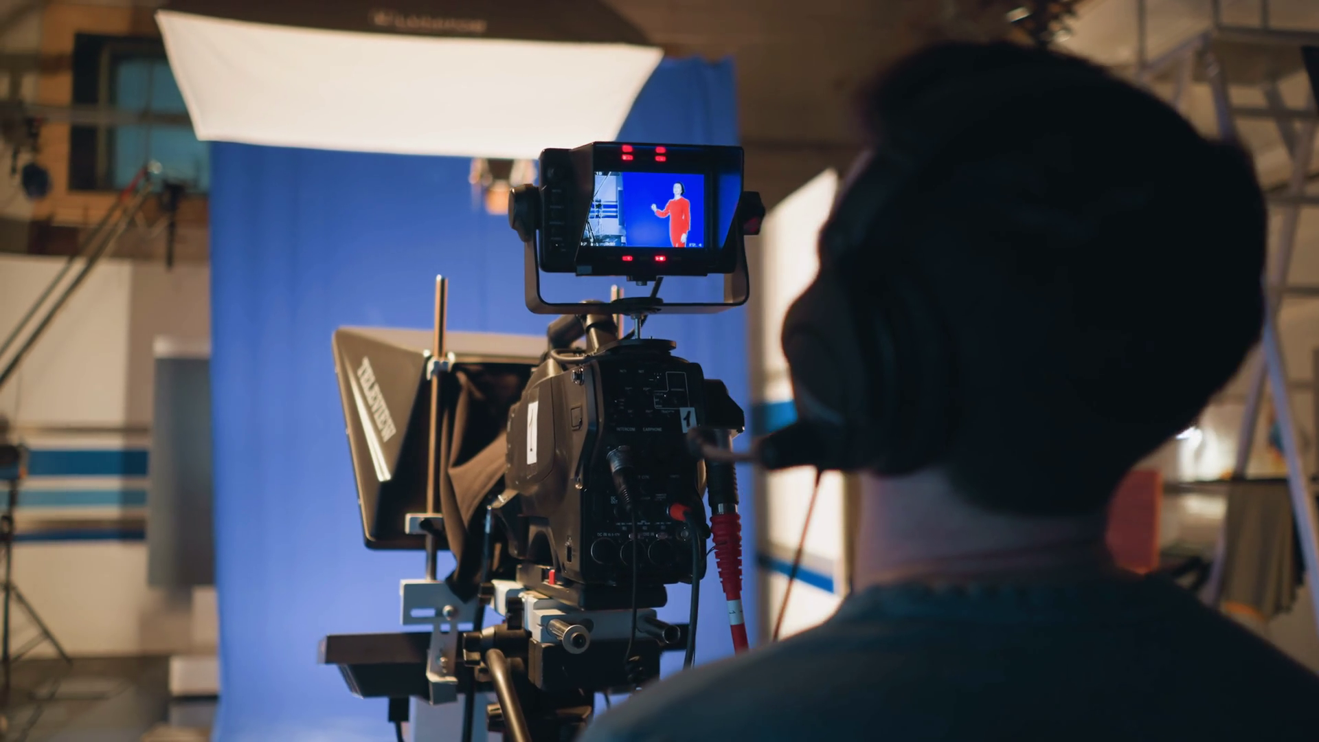 Cameraman Wearing Headset Operating Stock Footage SBV-352486452 ...
