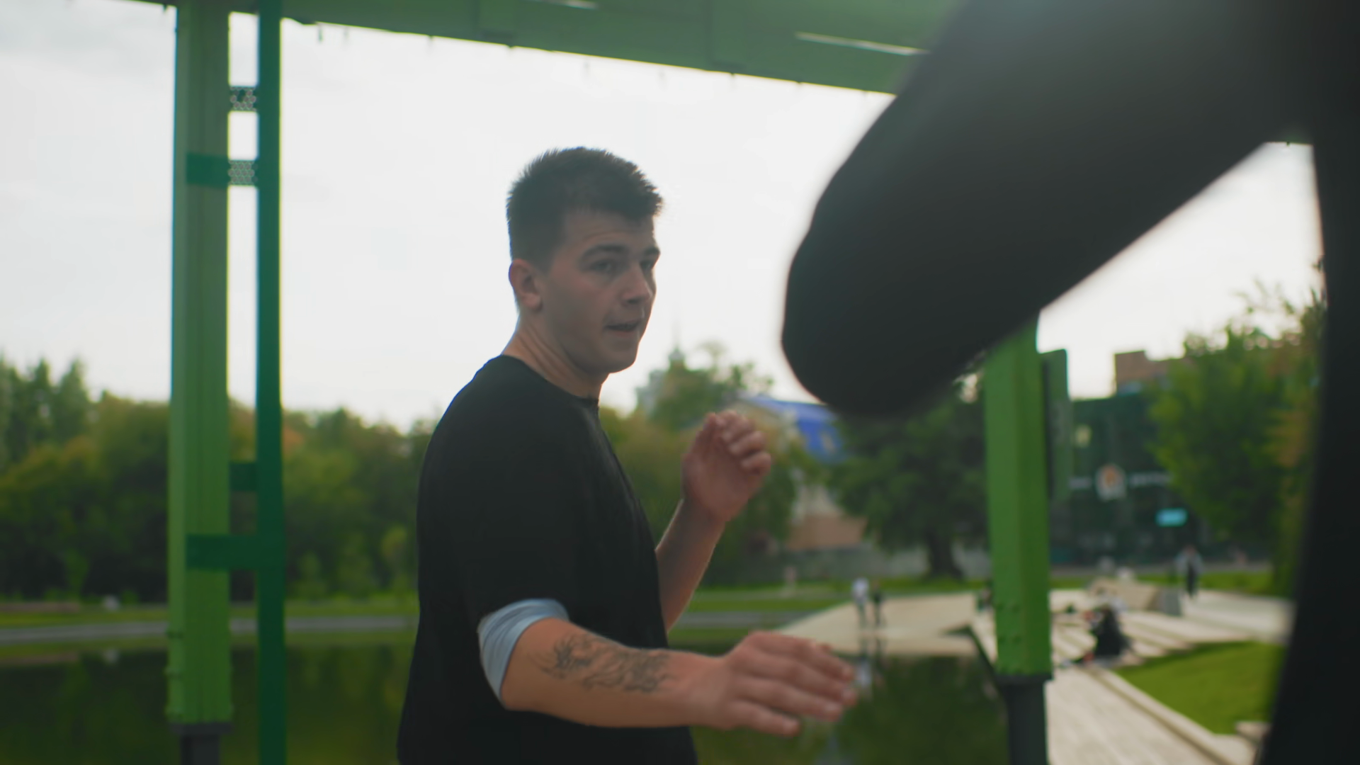 Male Boxer Dodging Incoming Kick Outdoors Stock Footage SBV-353698375 ...