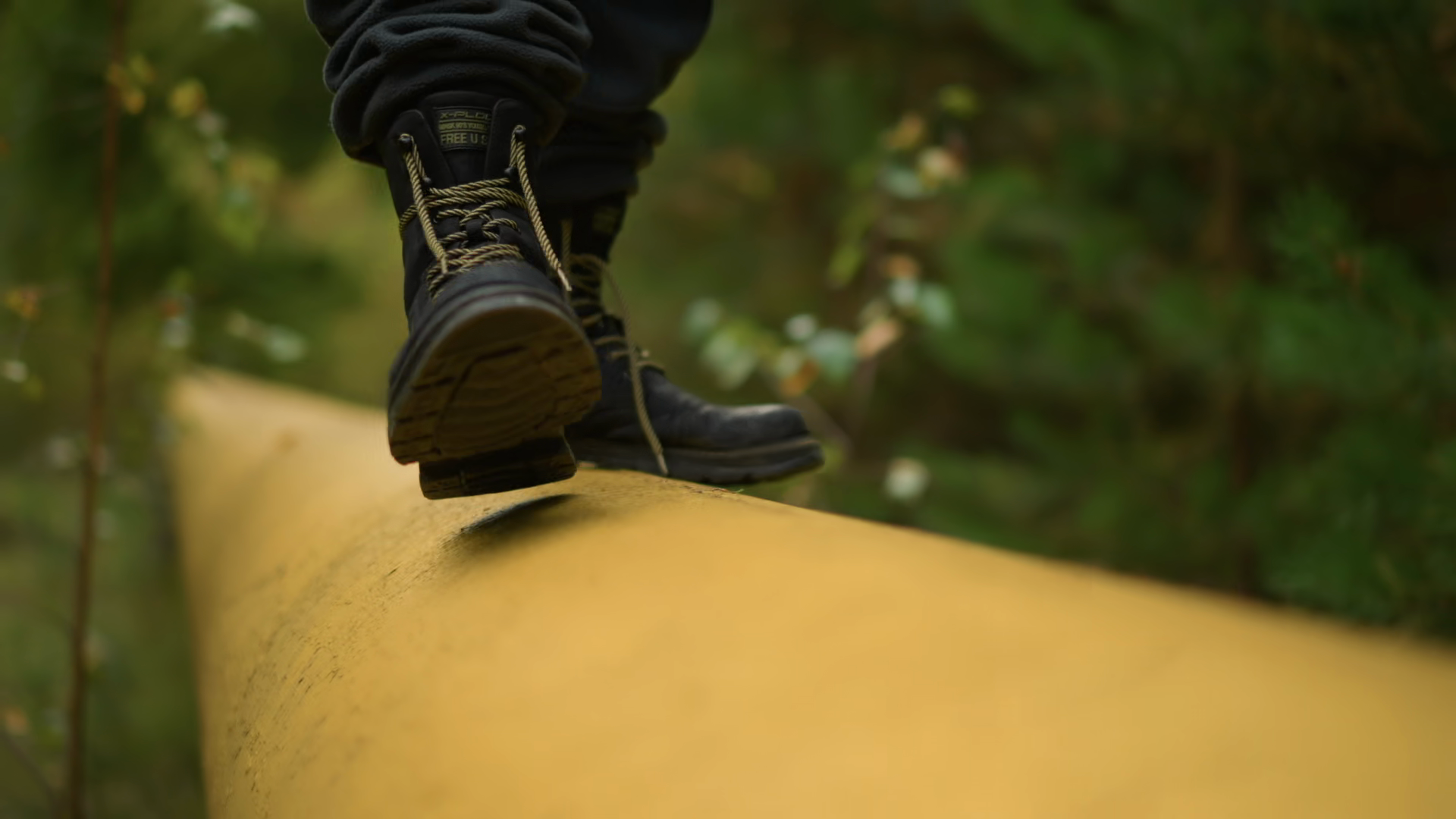 Inspector Boots Pacing Along Yellow Pipeline Stock Footage SBV ...