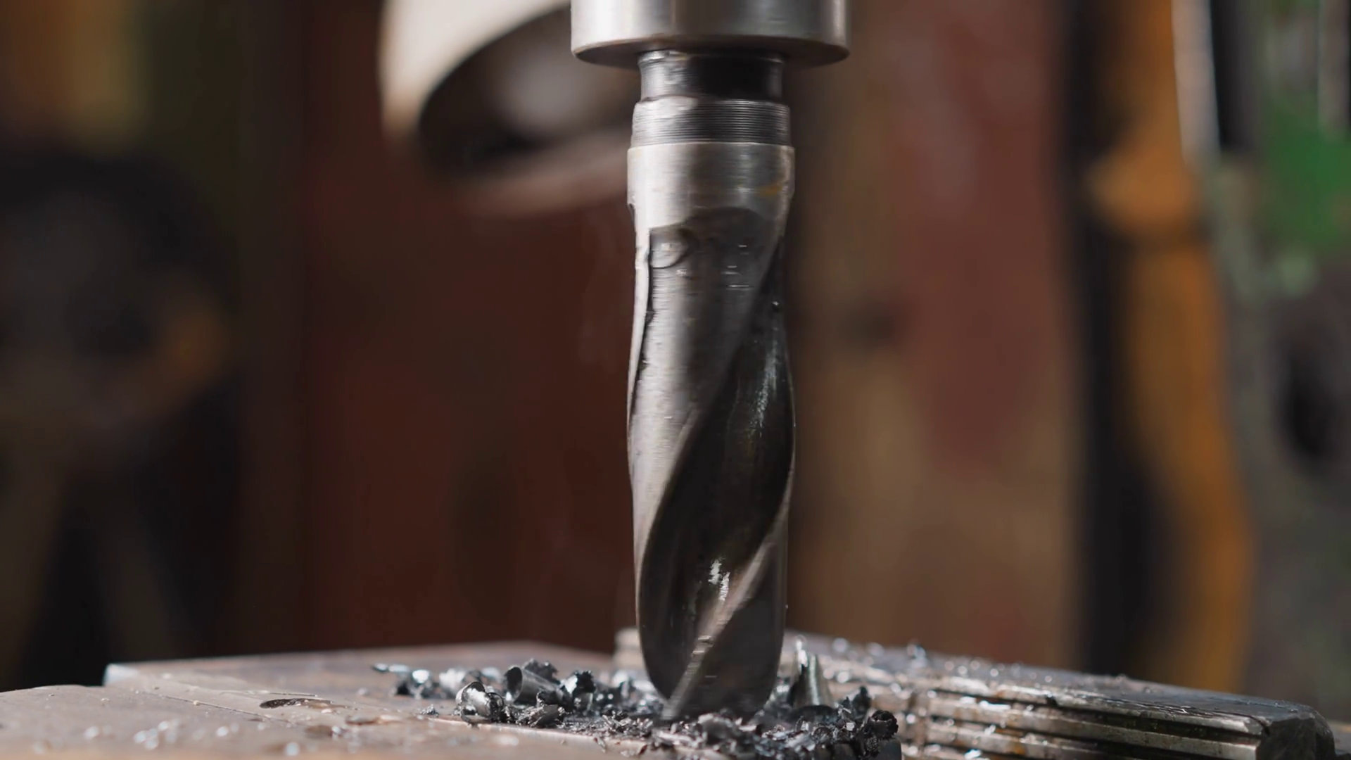 Turning Lathe Machine Bit Goes Down Into Stock Footage SBV-347696578 ...