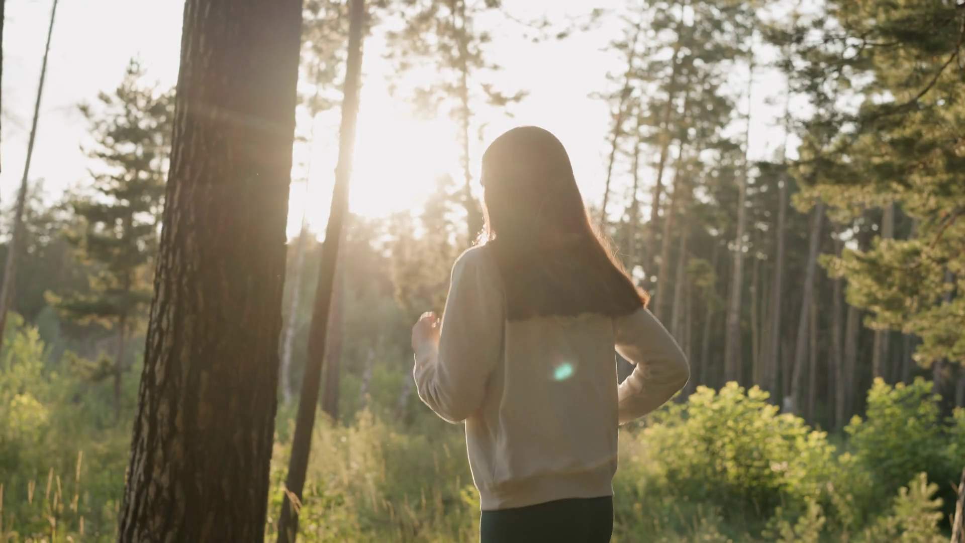 Young Woman Running In Forest At Sunset Stock Footage SBV-348802573 ...