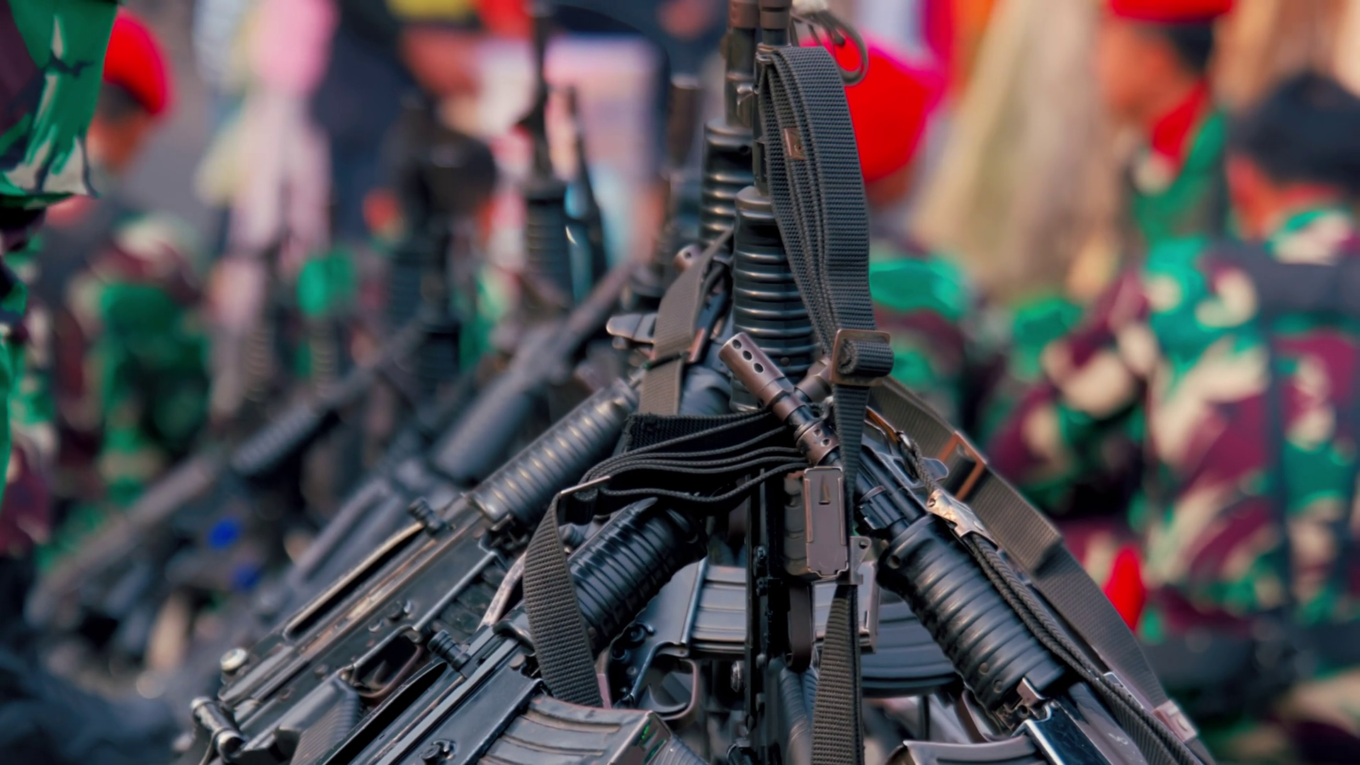 Military Rifles Stacked With Soldiers In Stock Footage SBV-351959546 ...