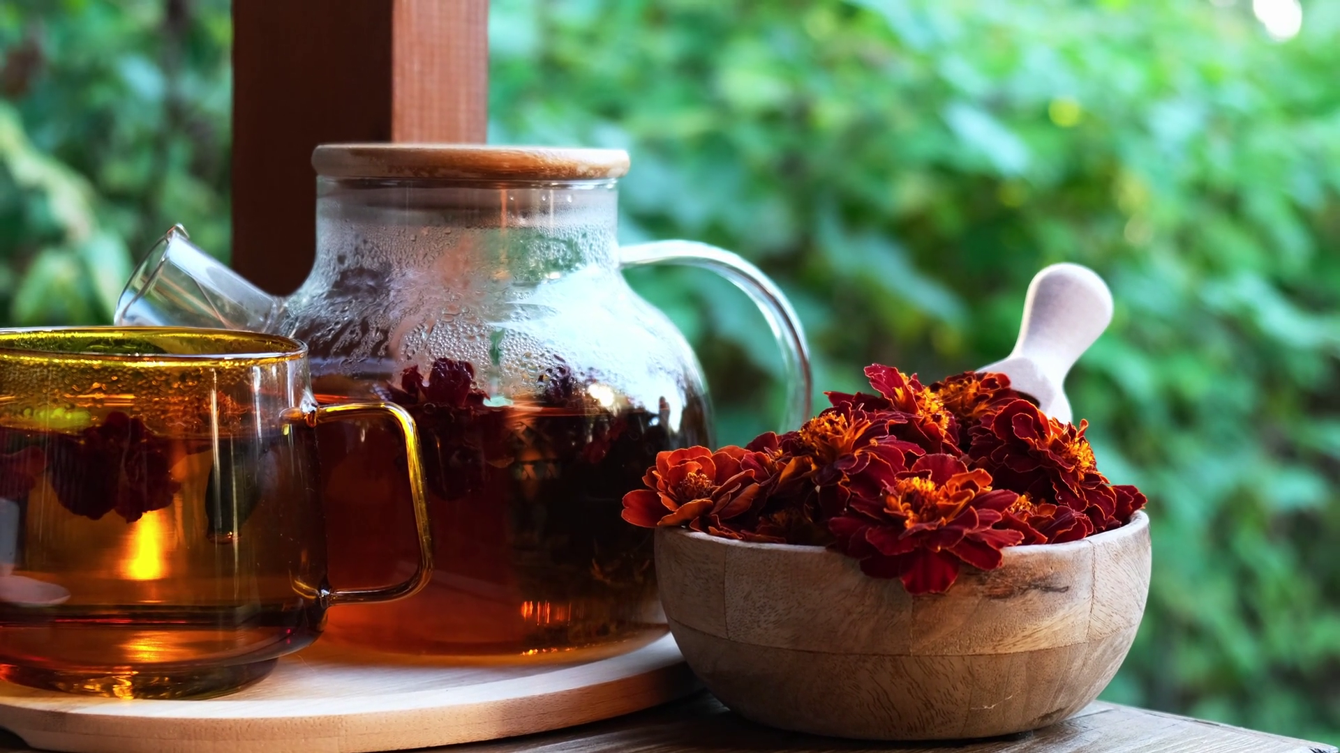 Marigold Flower Healthy Tea In Mug With Tea Stock Footage SBV-349020517 ...