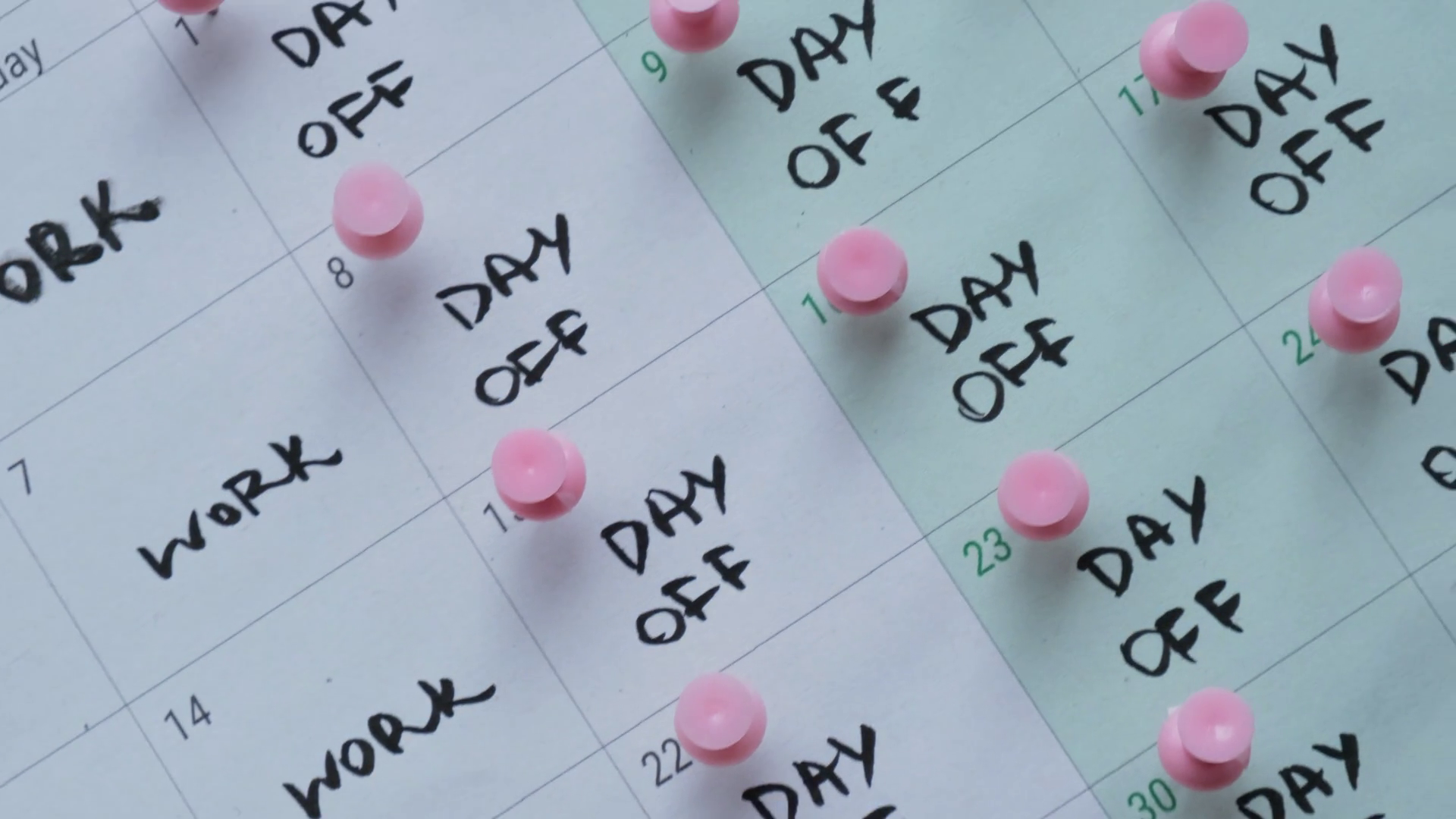 4 Day Work Week Printed Calendar With Pink Stock Footage SBV-347644221 ...