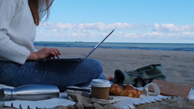 Remote Work Beach Stock Footage: Royalty-Free Video Clips - Storyblocks