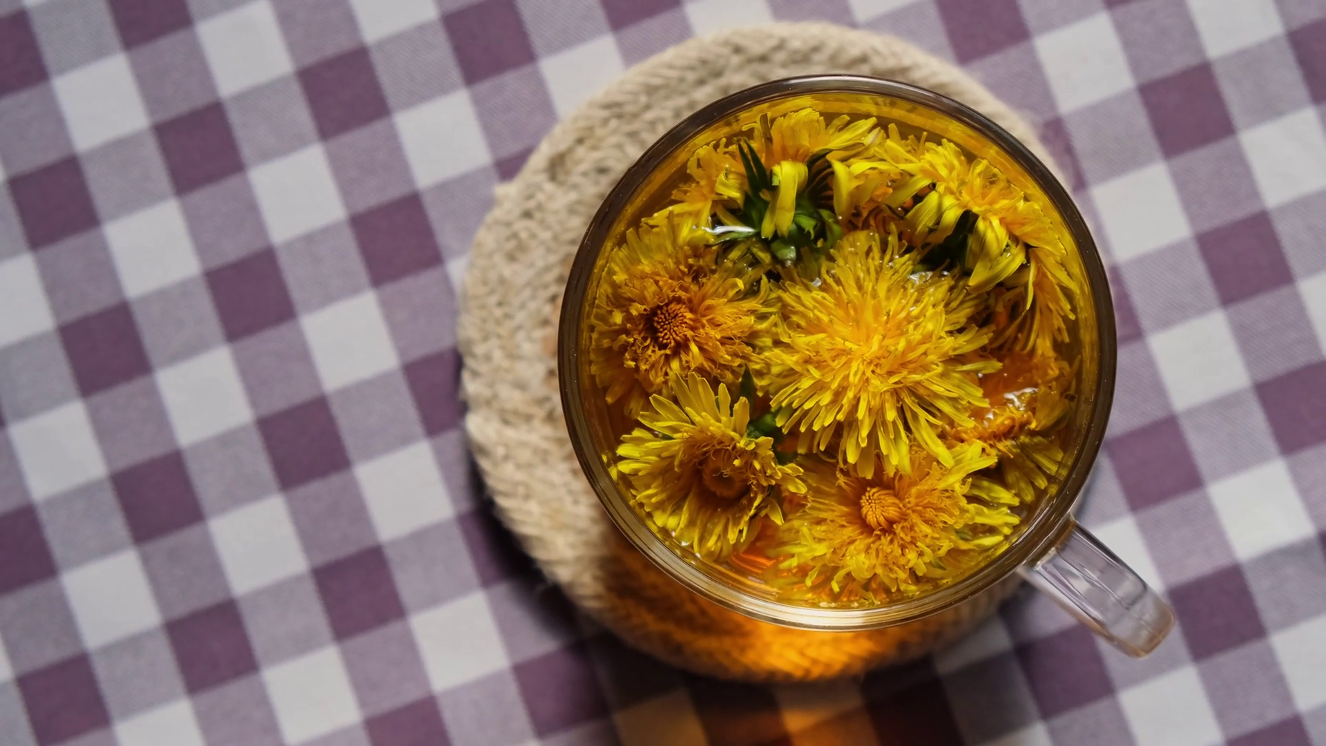 Dandelion Flower Healthy Tea In Glass Cup On Stock Footage SBV ...