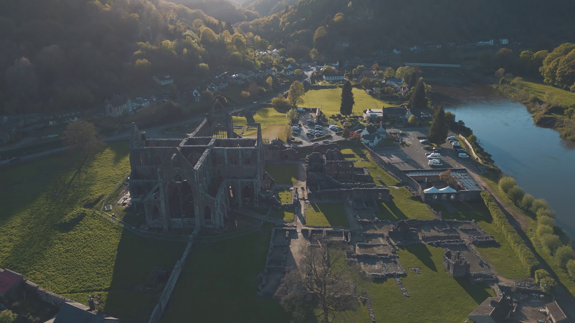 Aerial Of Tintern Abbey In Wye Valley Stock Footage SBV-352352555 ...