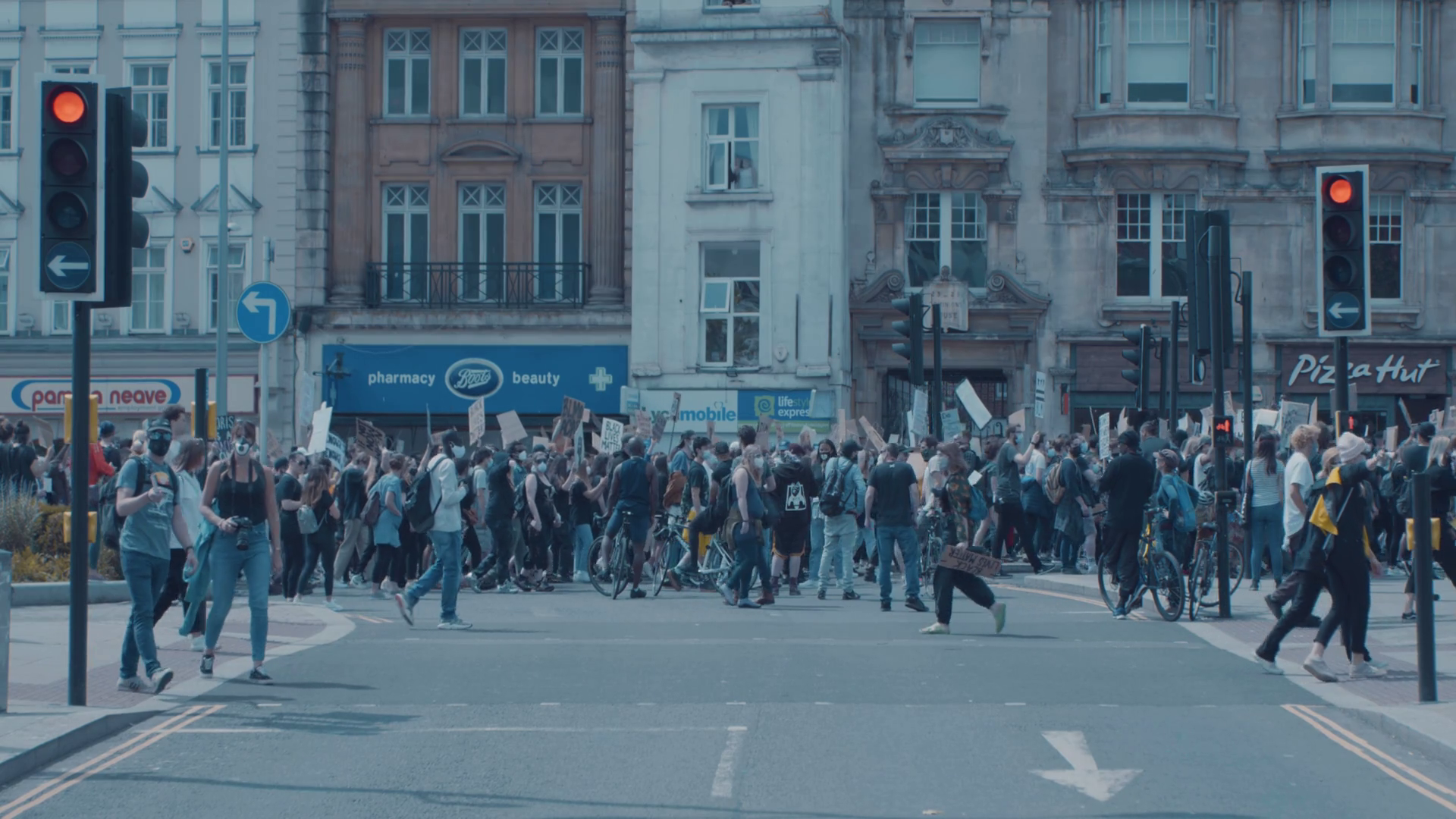 Crowd Marching With Signs At Black Lives Stock Footage SBV-351843996 ...