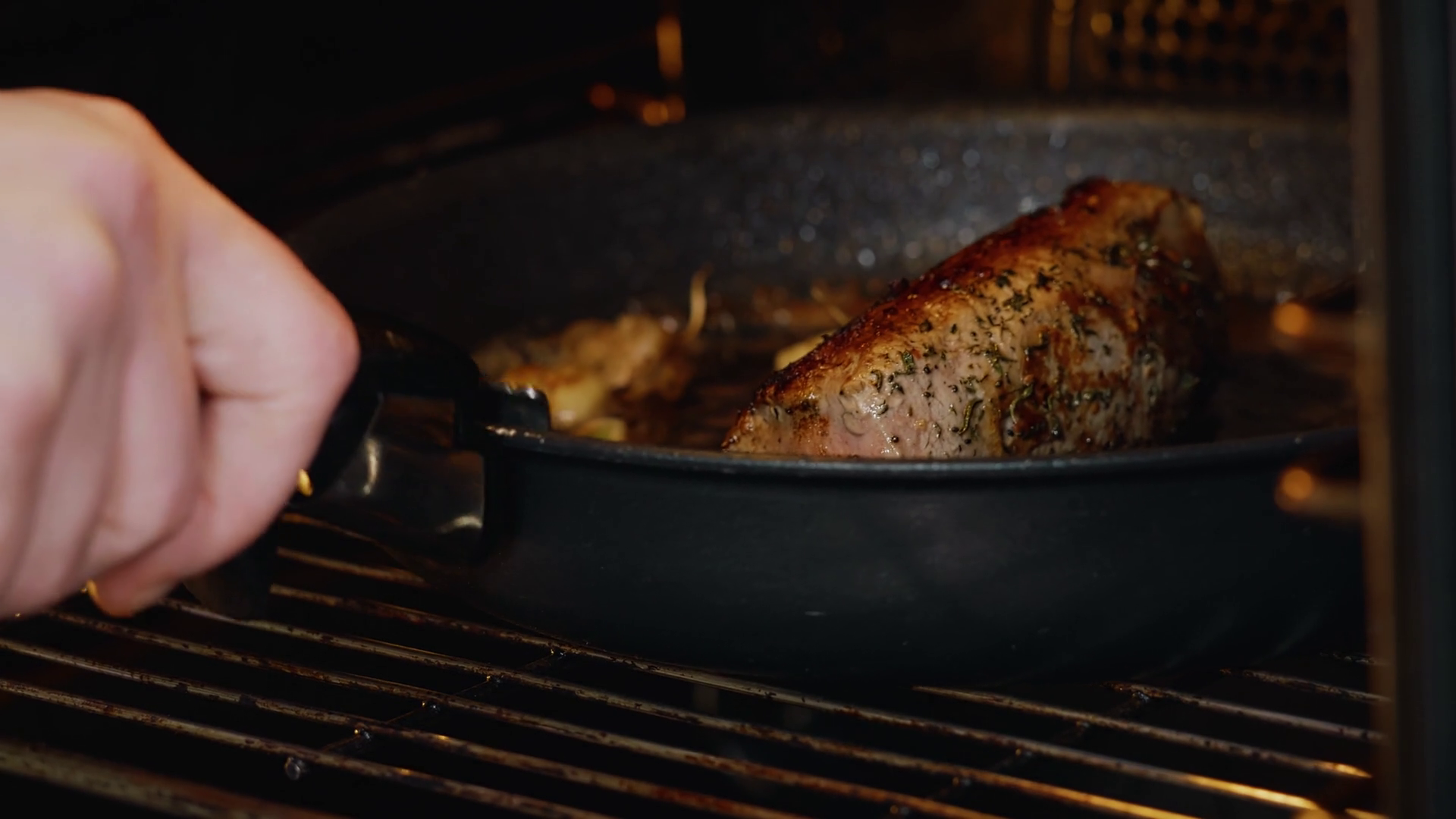 Pork Meat Put In Oven Cooking Food Health Stock Footage SBV-352052812 ...