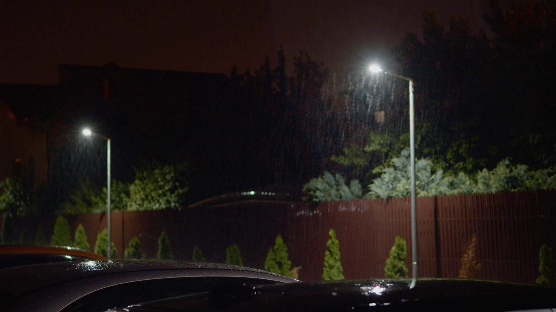 Rain Pours Heavily On Homes Parked Cars Stock Footage SBV-352563574 ...