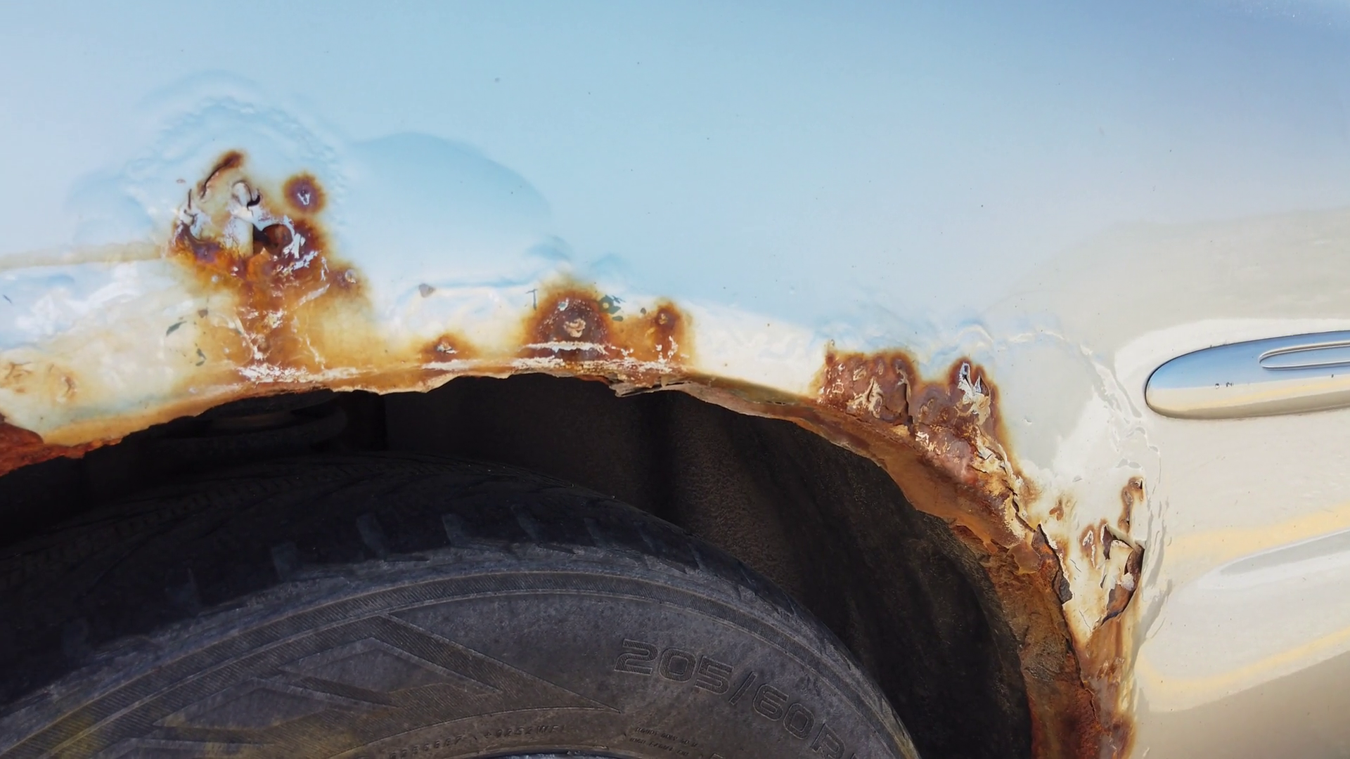 A Close-up Shot Captures Rusted Wheel Well Stock Footage SBV-347781551 ...