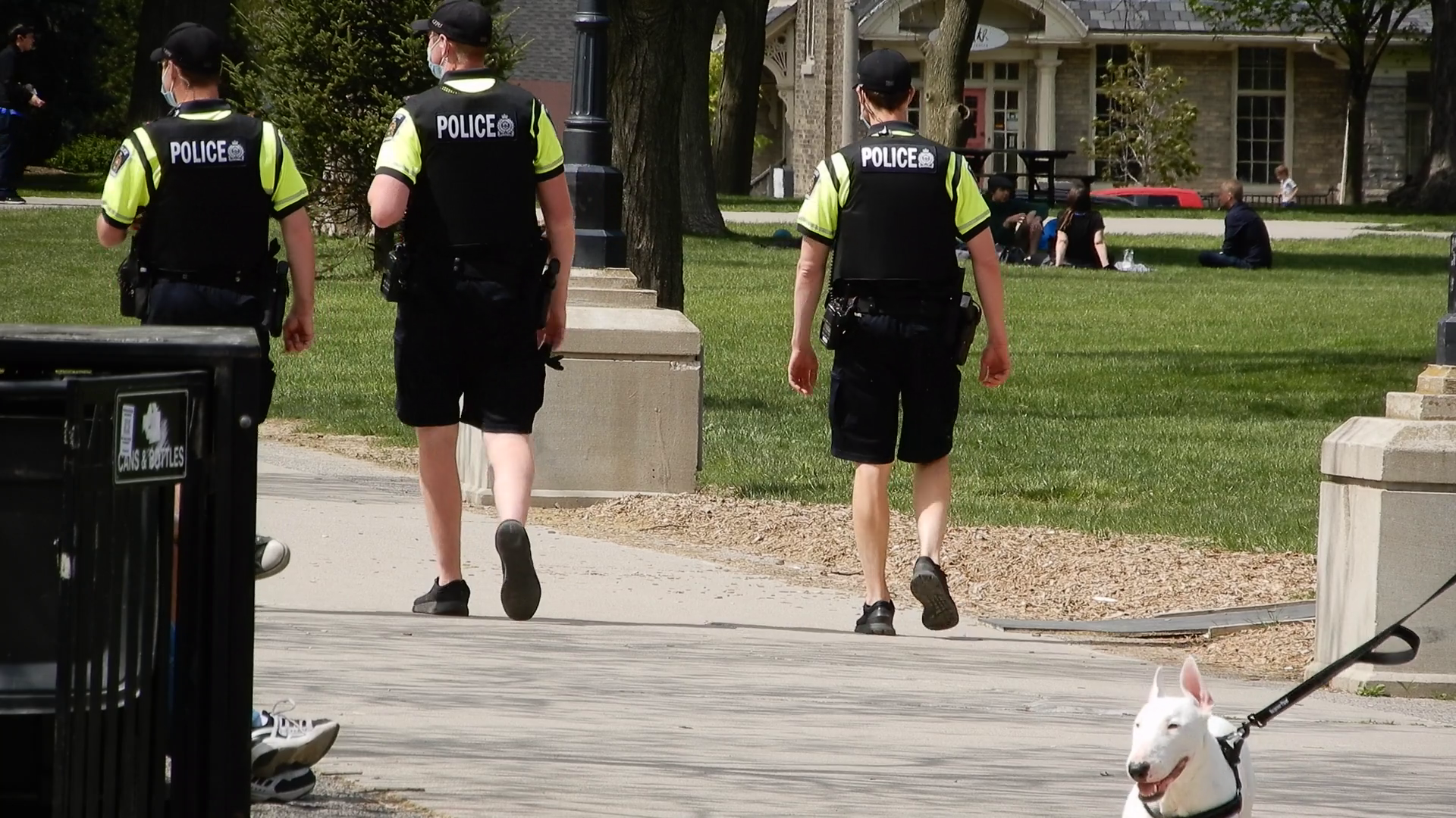Police Officers In Yellow Shirts Are Stock Footage SBV-347692182 ...