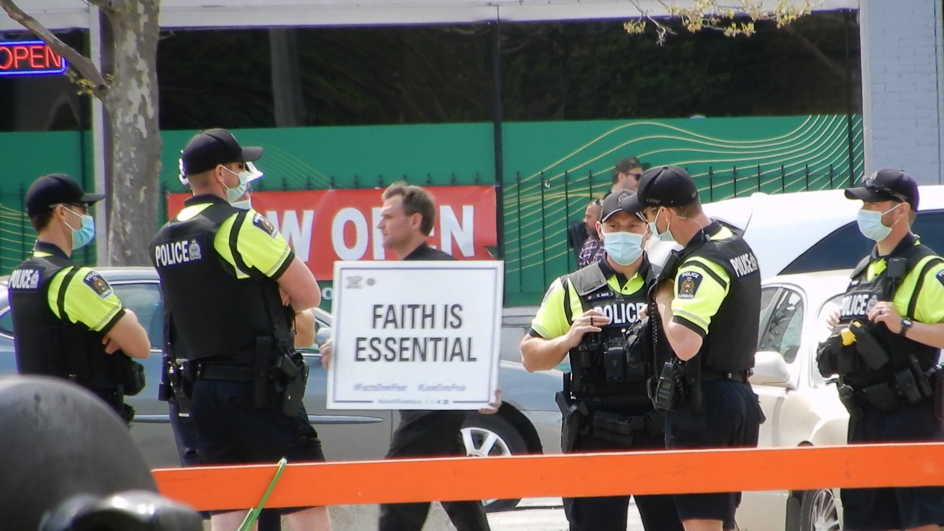 Police With Yellow Shirts Wearing Blue Masks Stock Footage SBV ...
