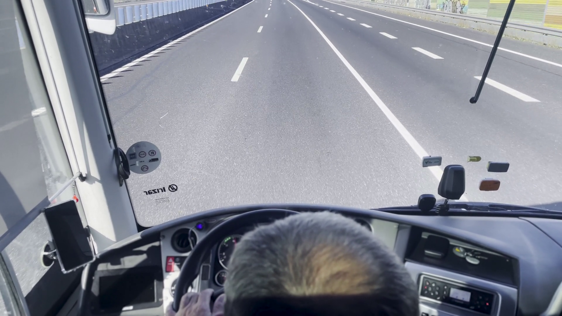 Bus Driver Cabin View Of Highway Interior Stock Footage SBV-352910427 ...