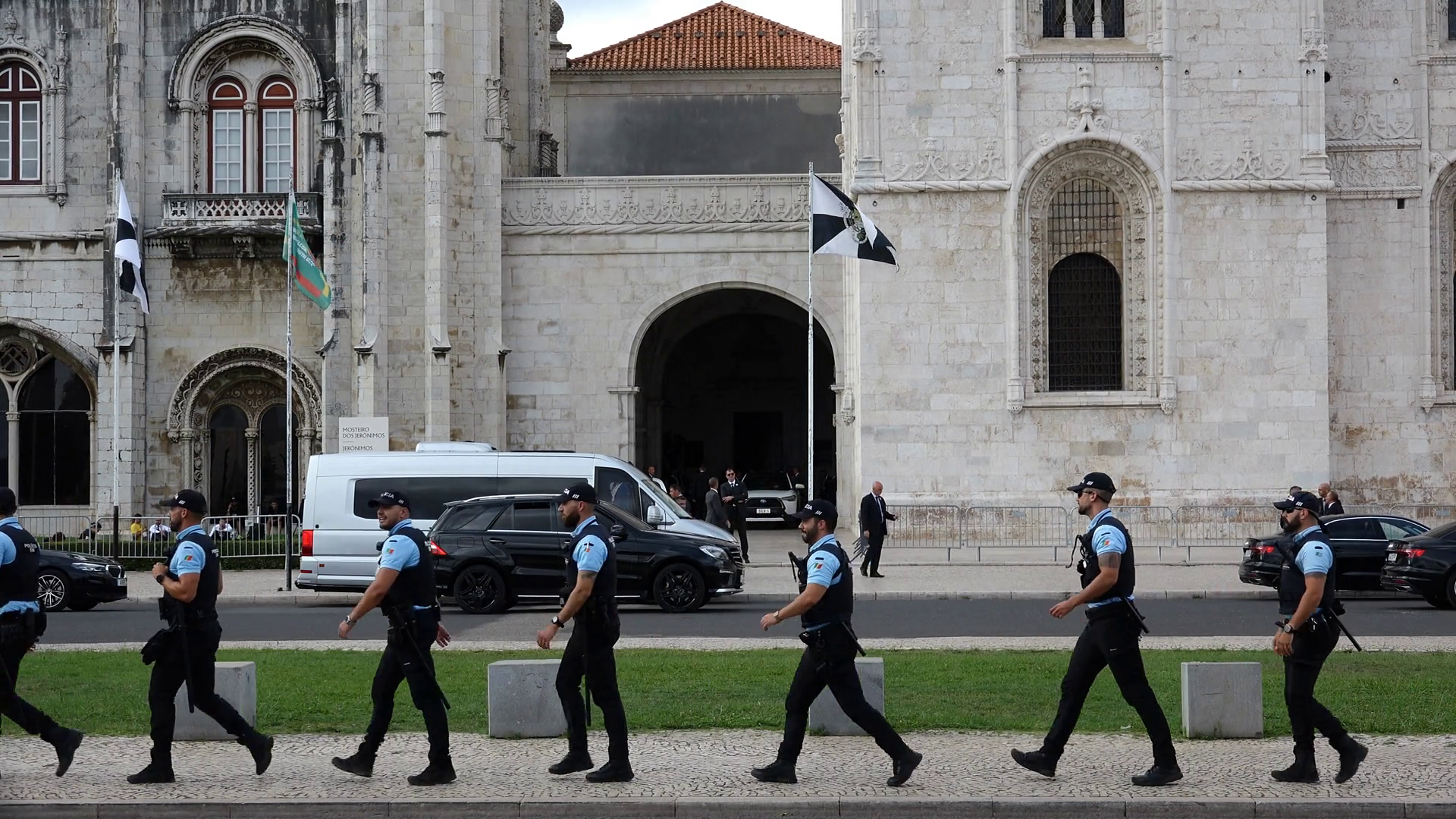 Police Officers Walking In Line Street Stock Footage SBV-352294014 ...