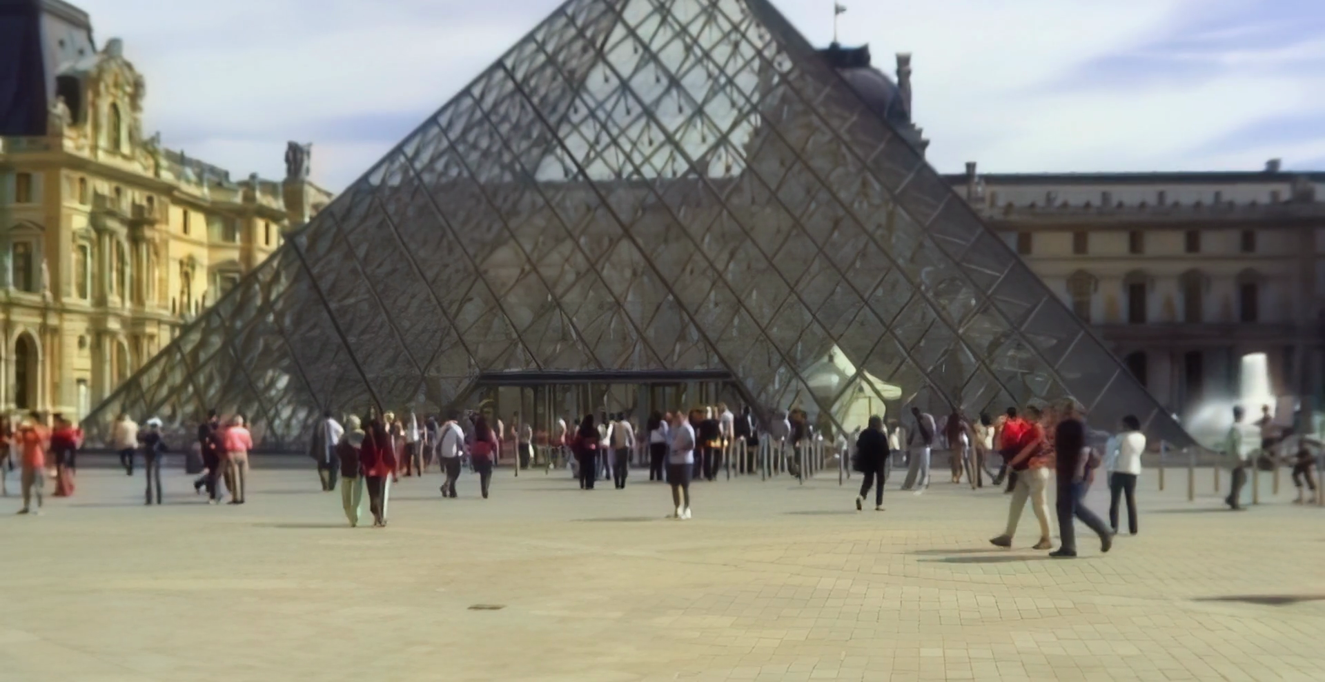 Famous Louvre Museum Pyramid View Vintage Stock Footage SBV-352274771 ...