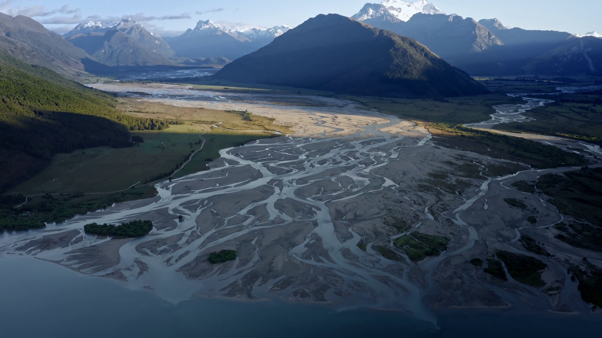 Amazing River Delta Running Down From Snow Stock Footage SBV-348429462 ...
